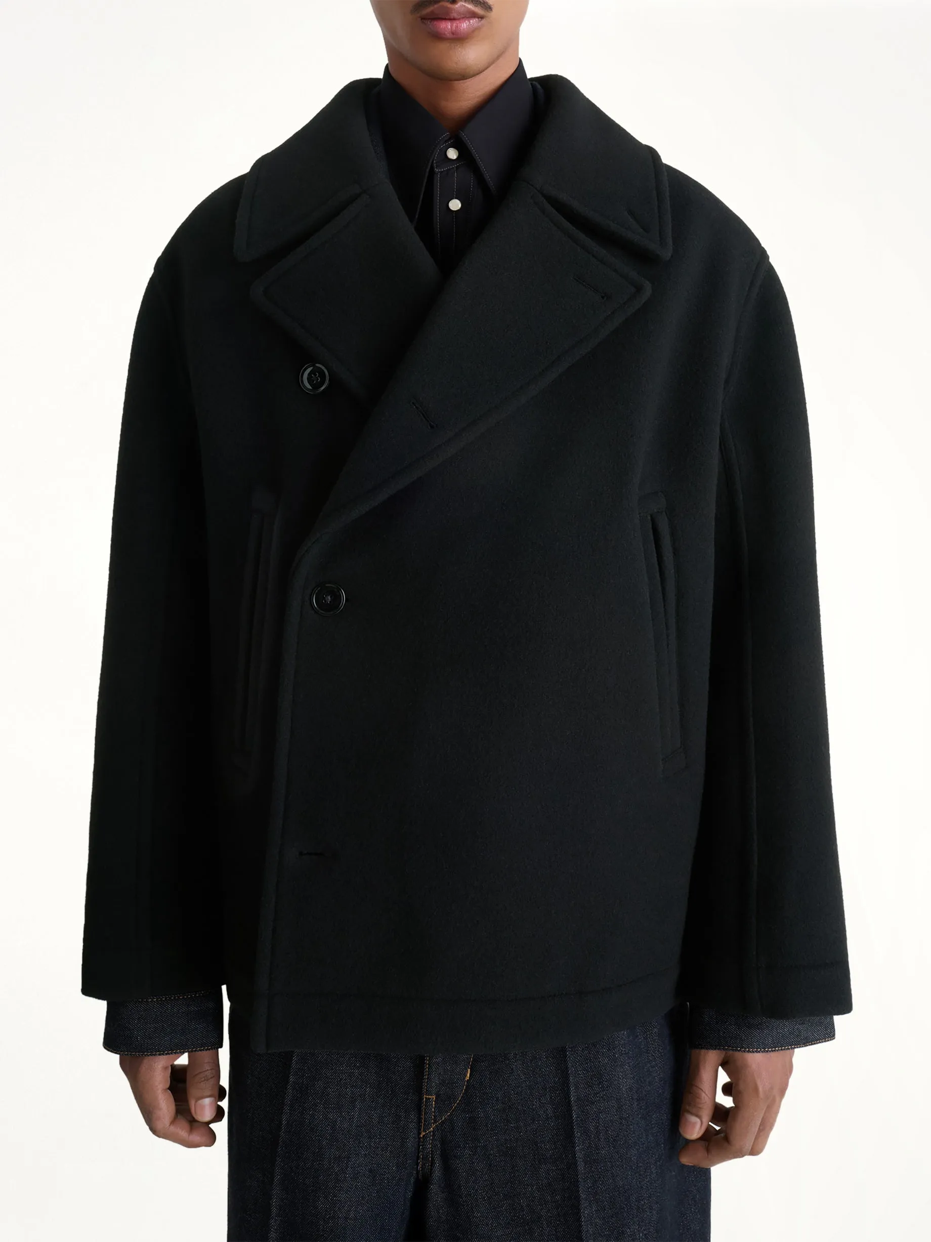 Boxy Peacoat in Black sold by MARAIS