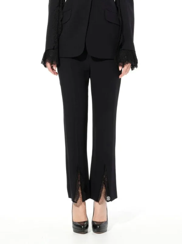 Leaf Lace Cig Pants in Black sold by MARAIS