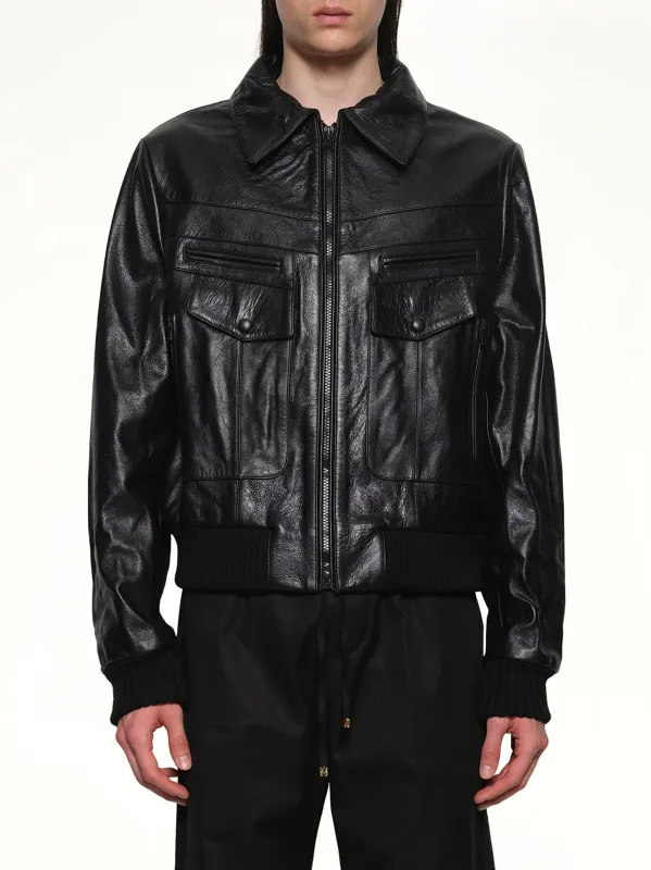 Leather Double Pocket Blouson in Black sold by MARAIS