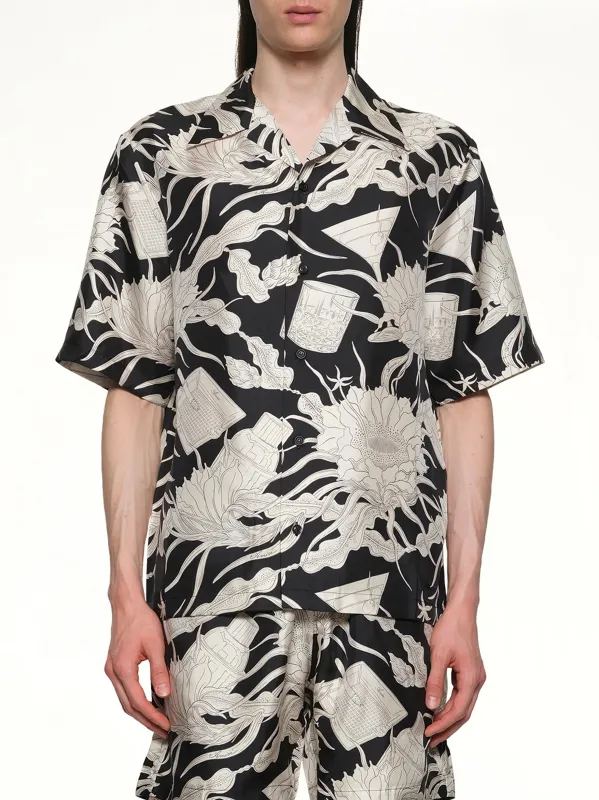 Floral Bowling Shirt in Black sold by MARAIS