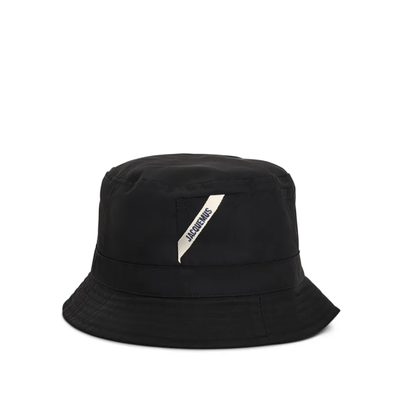 Ovalie Logo Bucket Hat in Black made by Jacquemus