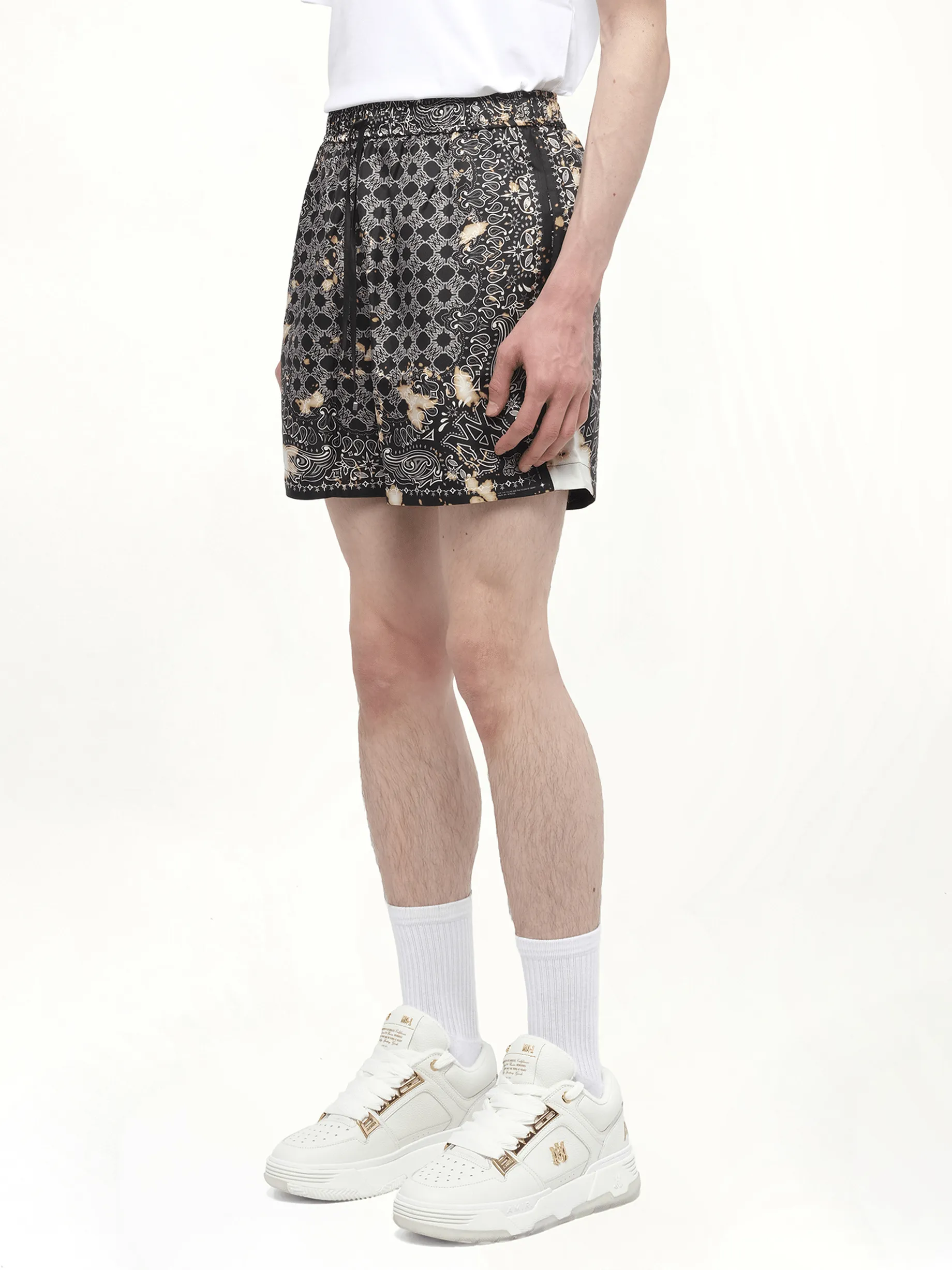 Bleach Bandana Silk Shorts in Black sold by MARAIS product image thumbnail 5