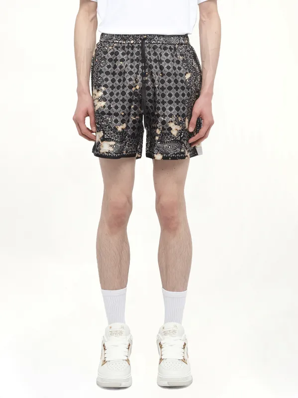 Bleach Bandana Silk Shorts in Black made by AMIRI