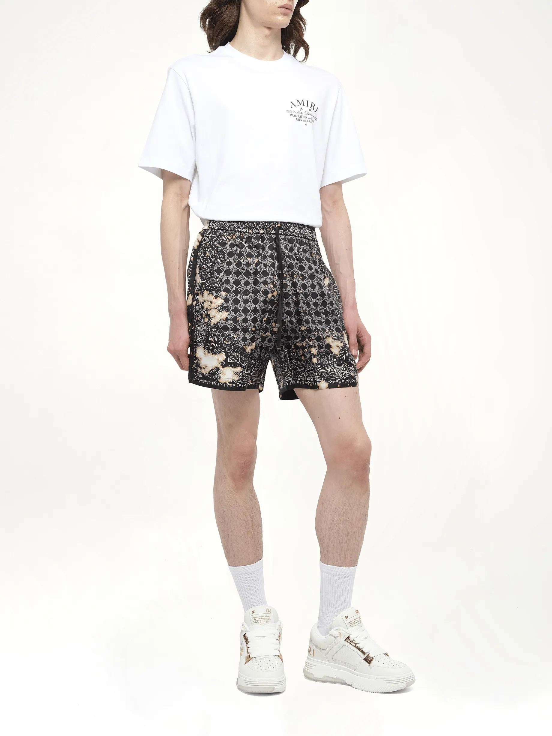 Bleach Bandana Silk Shorts in Black sold by MARAIS product image thumbnail 4