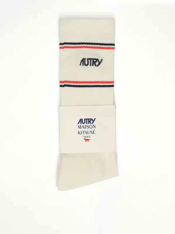 Autry x Maison Kitsune Socks in White sold by MARAIS
