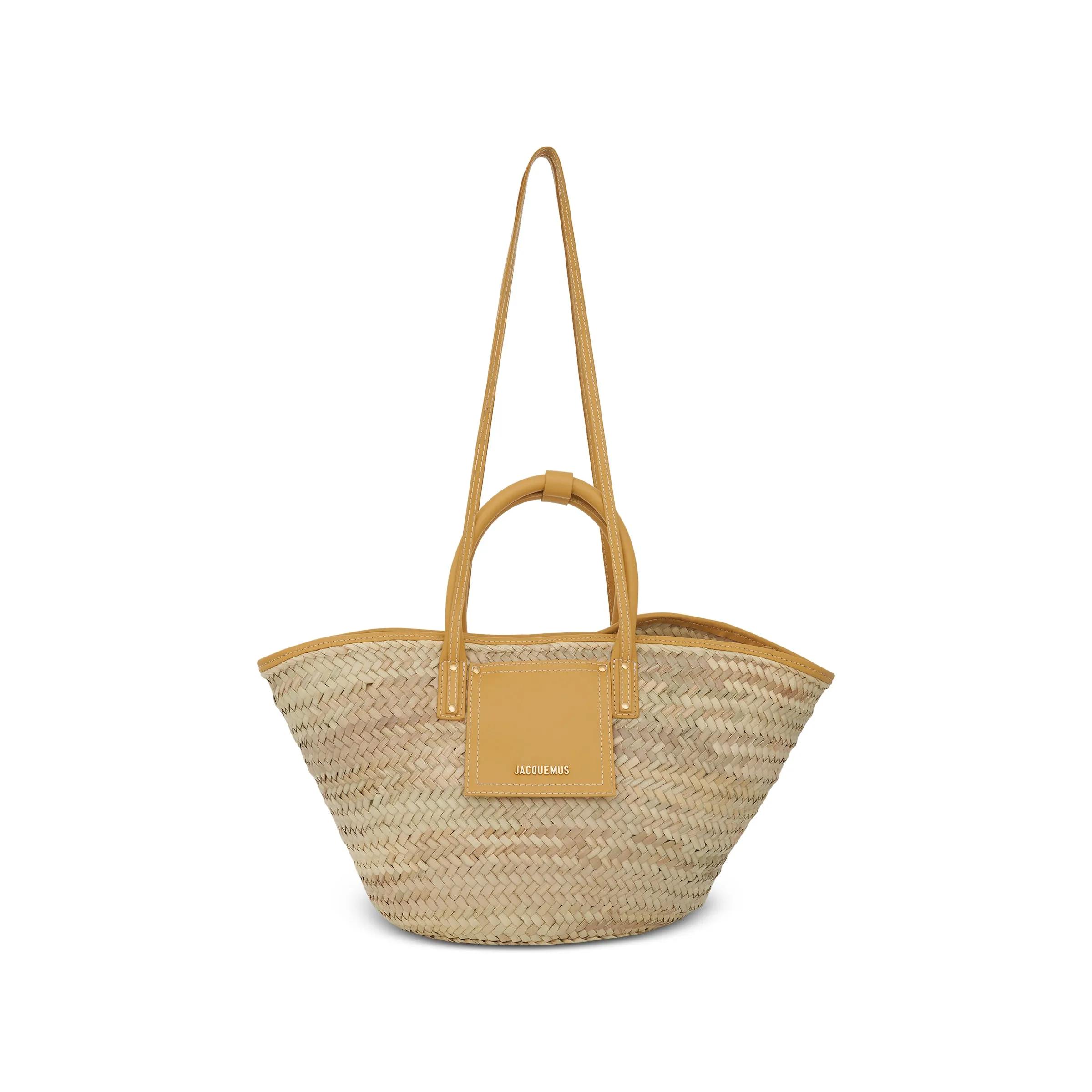 Le Panier Soleil Straw & Leather Bag in Dark Yellow sold by MARAIS product image thumbnail 5