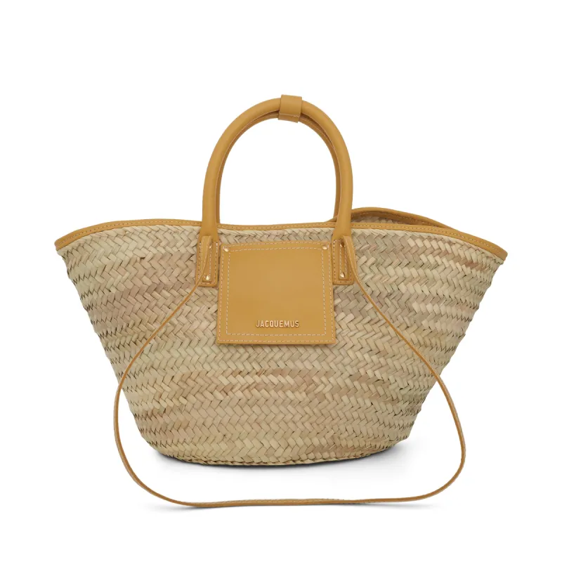 Le Panier Soleil Straw & Leather Bag in Dark Yellow sold by MARAIS