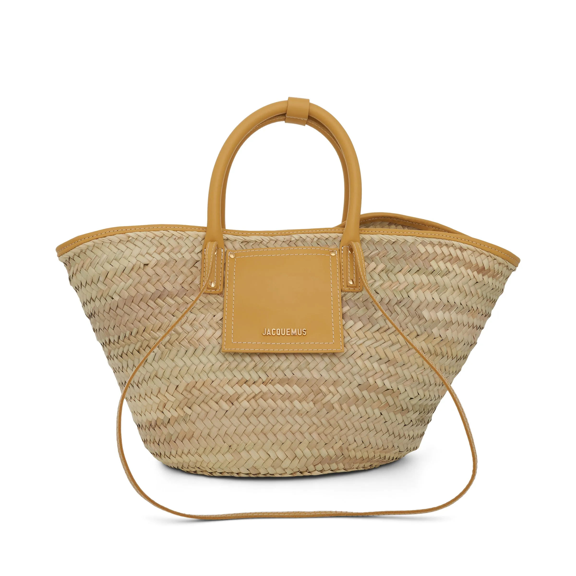 Le Panier Soleil Straw & Leather Bag in Dark Yellow sold by MARAIS