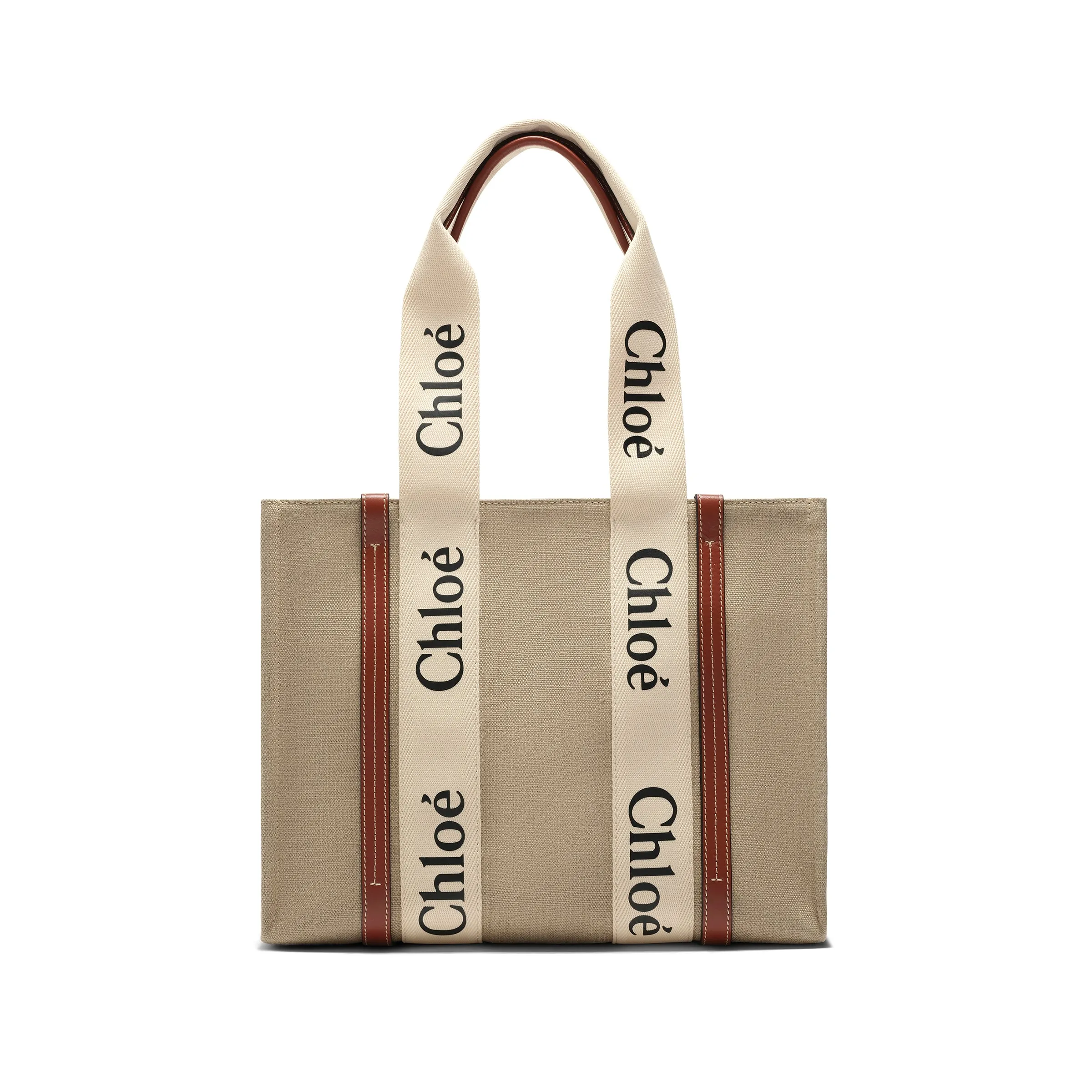 Medium Eco Woody Tote Bag with Strap in White/Brown sold by MARAIS