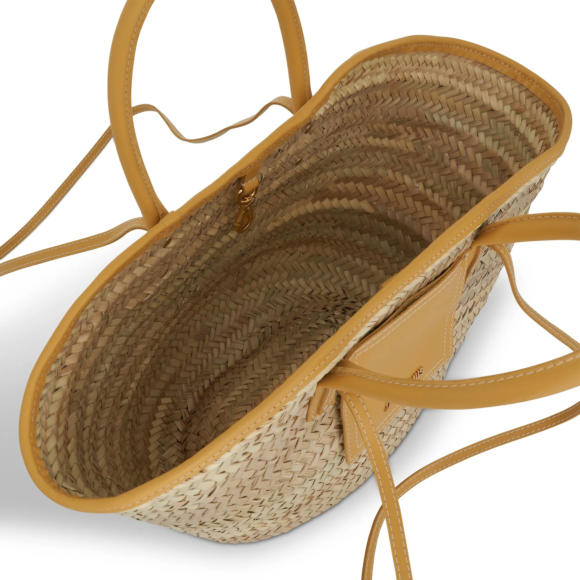 Le Panier Soleil Straw & Leather Bag in Dark Yellow sold by MARAIS product image thumbnail 4