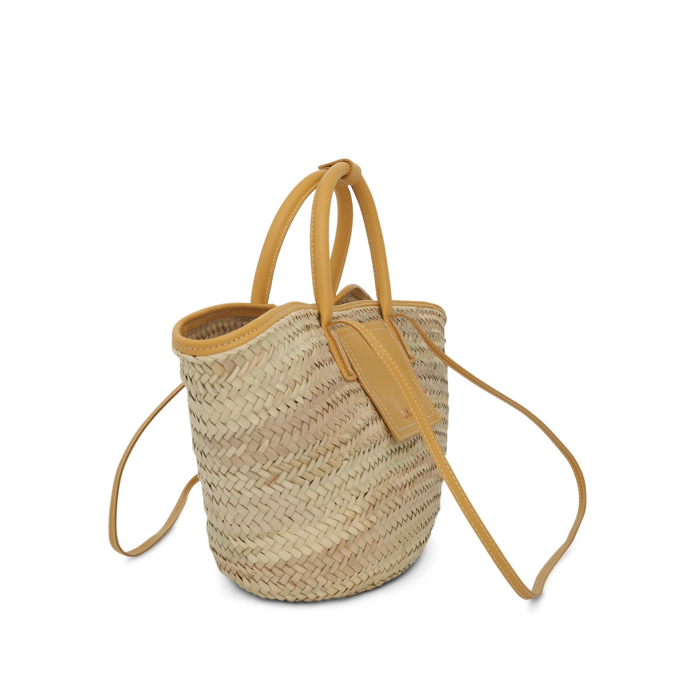 Le Panier Soleil Straw & Leather Bag in Dark Yellow sold by MARAIS product image thumbnail 2