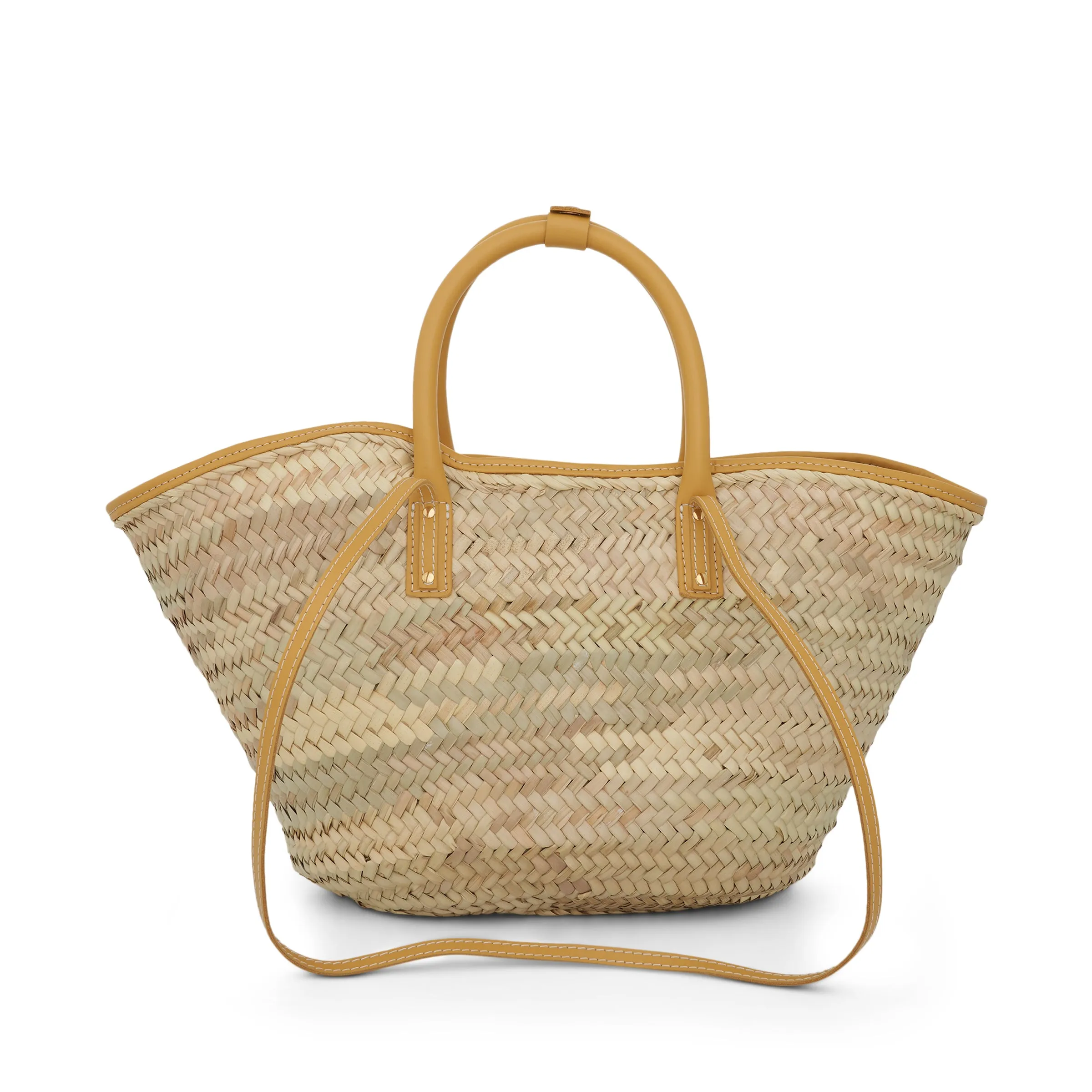 Le Panier Soleil Straw & Leather Bag in Dark Yellow sold by MARAIS product image thumbnail 3