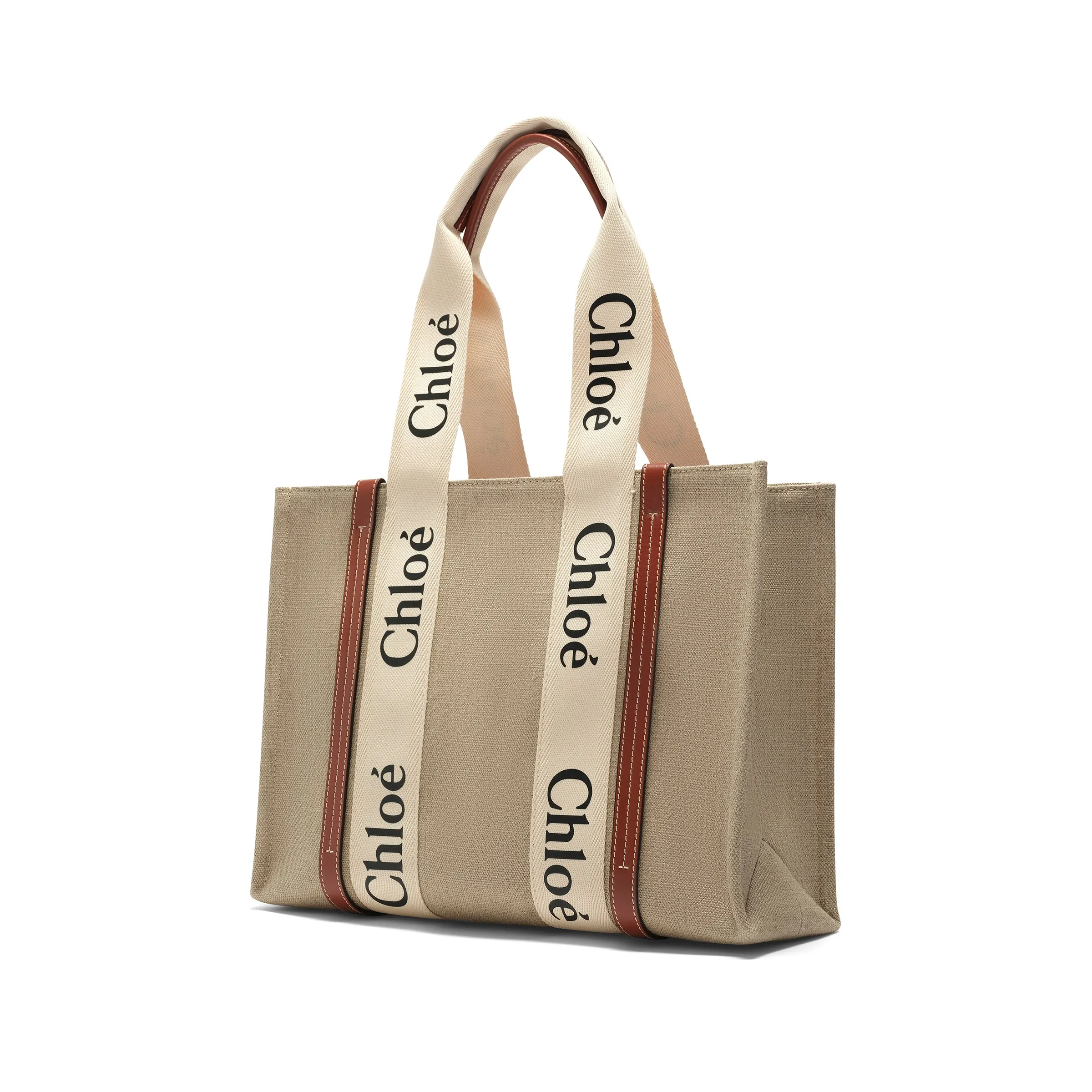 Medium Eco Woody Tote Bag with Strap in White/Brown sold by MARAIS product image thumbnail 2
