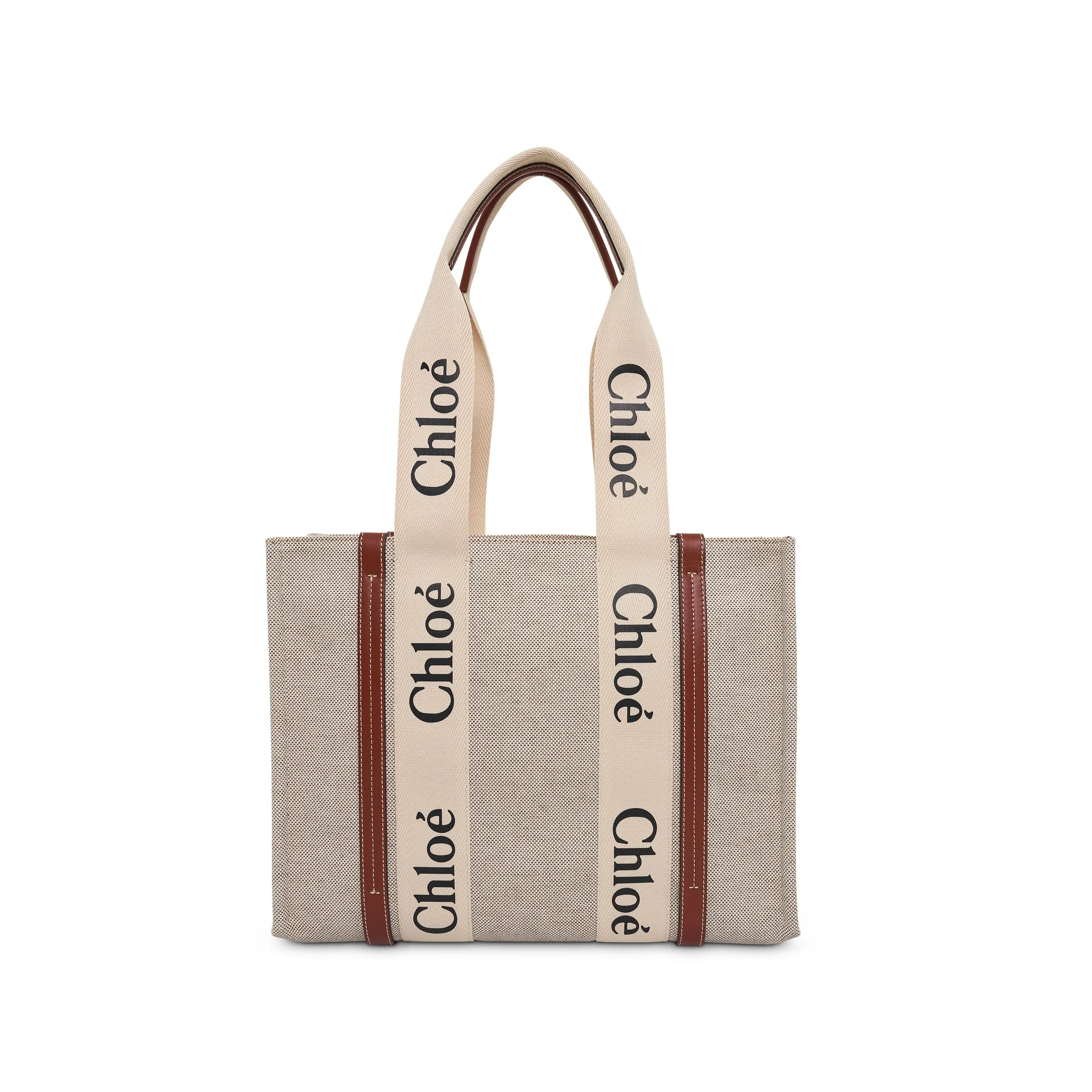 Medium Eco Woody Tote Bag with Strap in White/Brown sold by MARAIS product image thumbnail 4