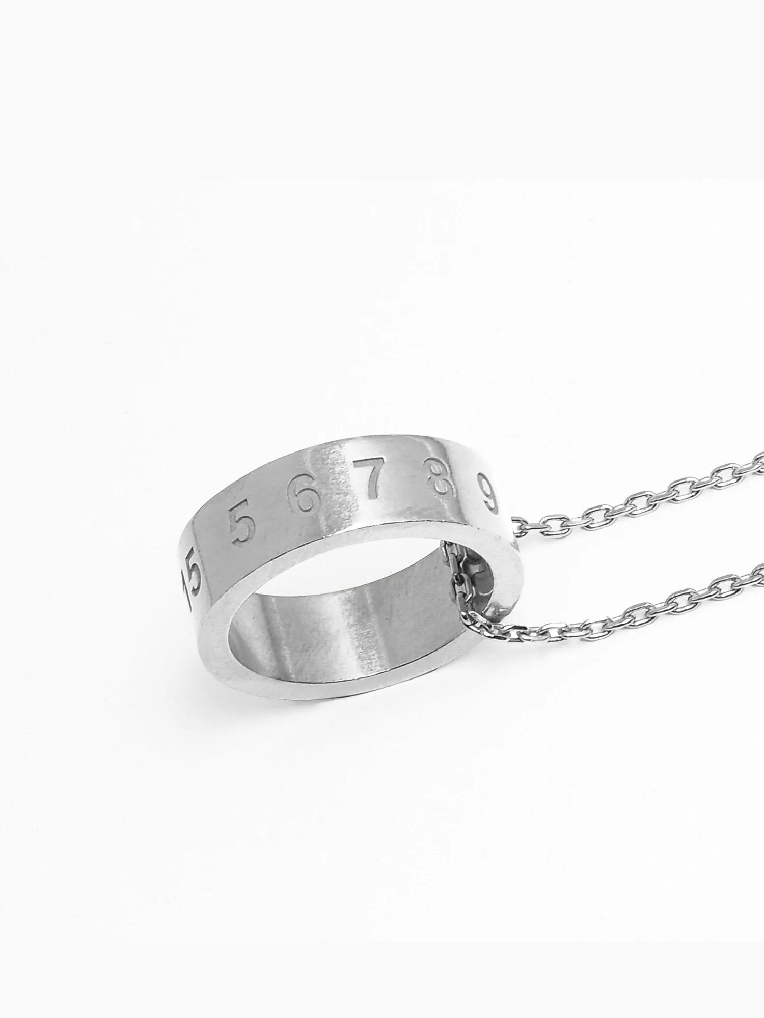 Numerical Ring Necklace in Silver sold by MARAIS