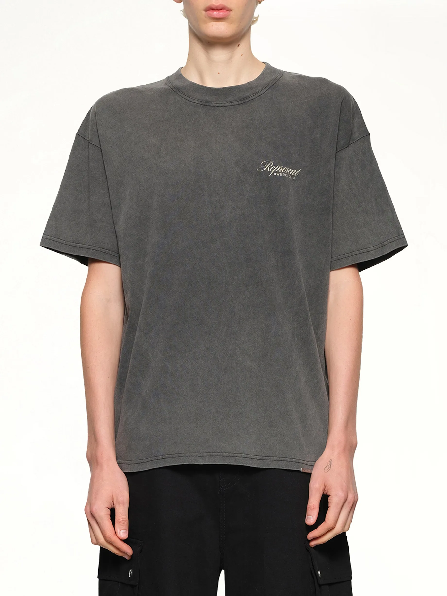 Represent Owners Club Script T-Shirt in Vintage Grey sold by MARAIS