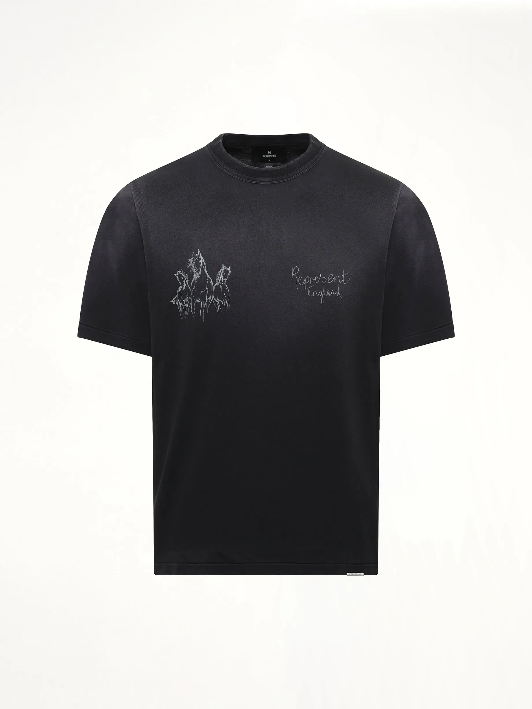 Hand Drawn Thoroughbred Horse T-Shirt in Aged Black sold by MARAIS product image thumbnail 2
