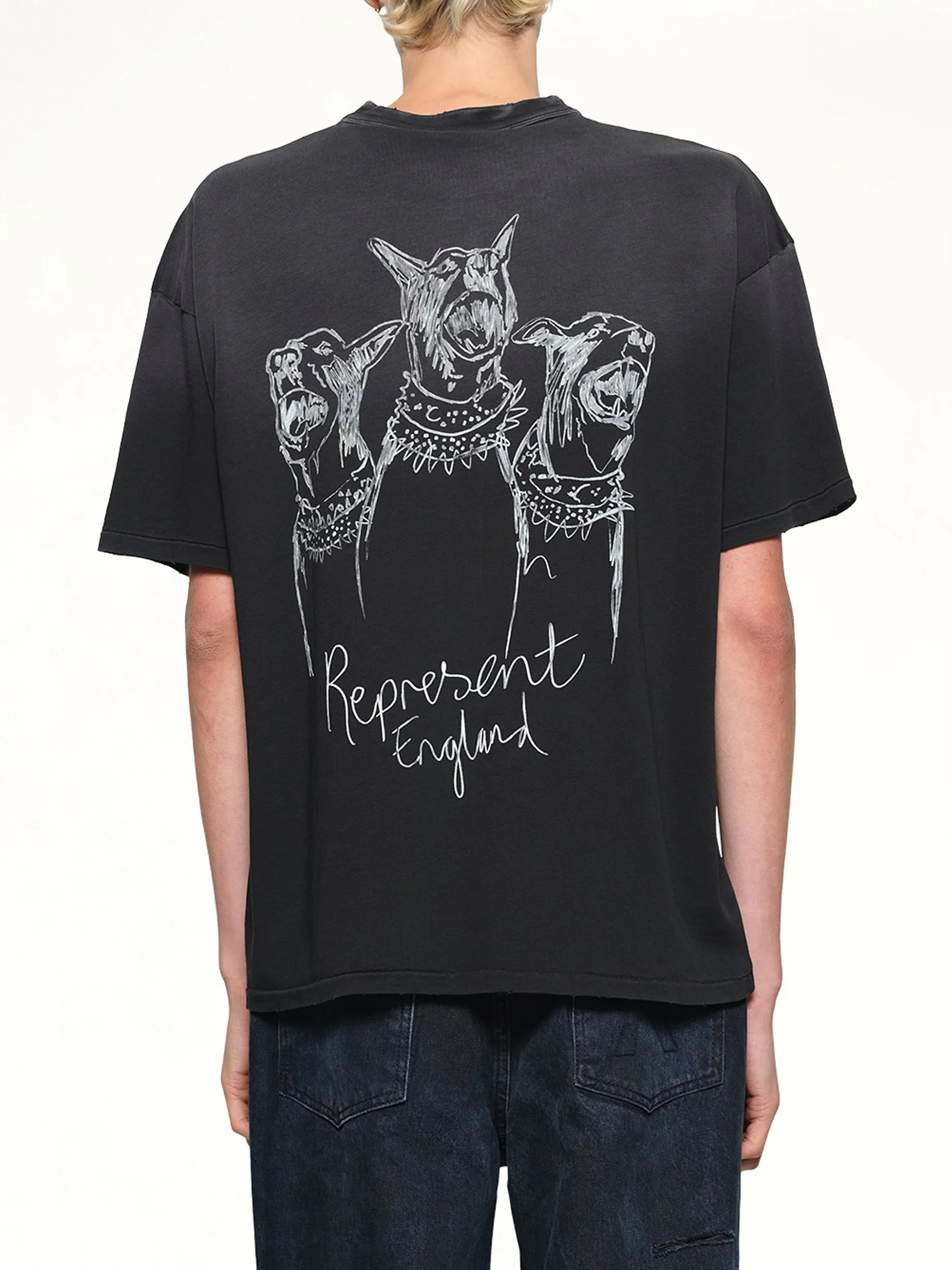 Hand Drawn Thoroughbred Dogs T-Shirt in Aged Black sold by MARAIS product image thumbnail 5