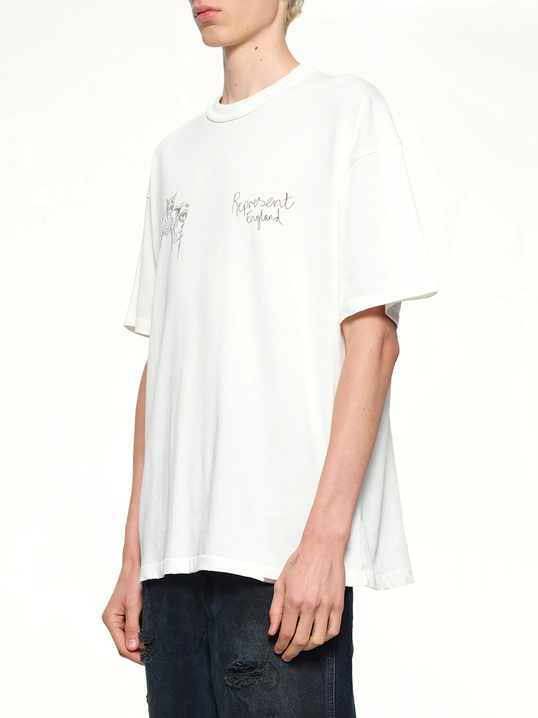 Hand Drawn Thoroughbred Dogs T-Shirt in Washed Ecru sold by MARAIS product image thumbnail 3