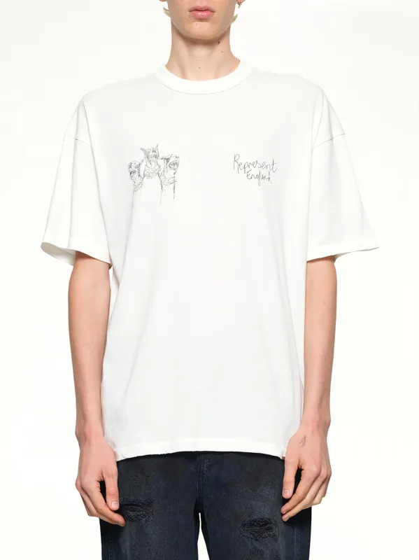 Hand Drawn Thoroughbred Dogs T-Shirt in Washed Ecru made by Represent