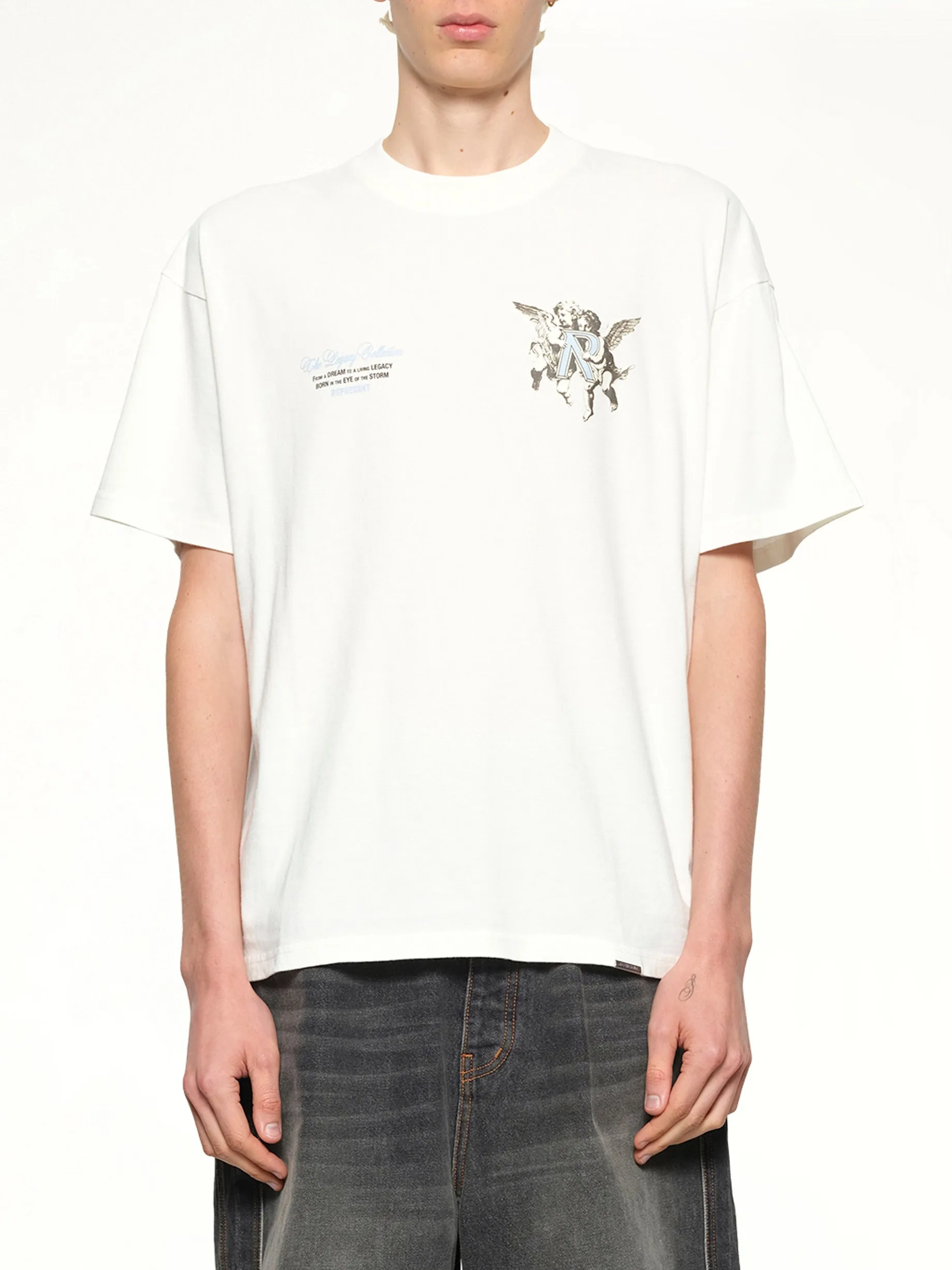 Represent Legacy Cherubs T-Shirt in Flat White sold by MARAIS