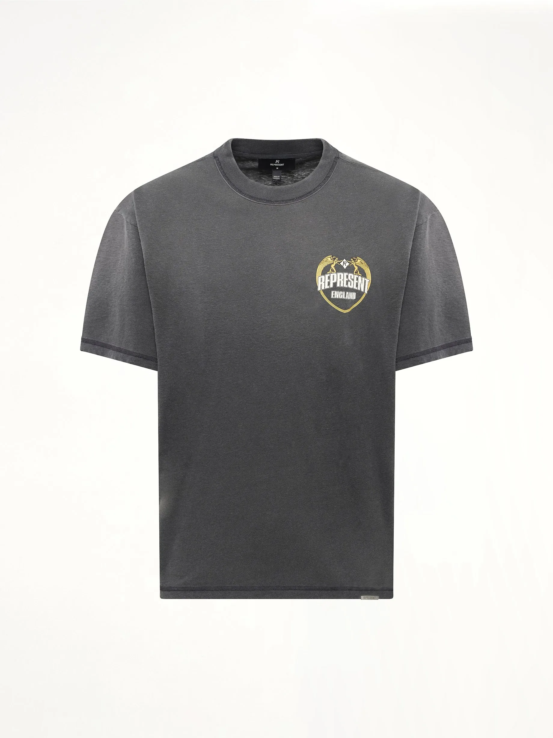 Represent Angel Border T-Shirt in Stained Black sold by MARAIS
