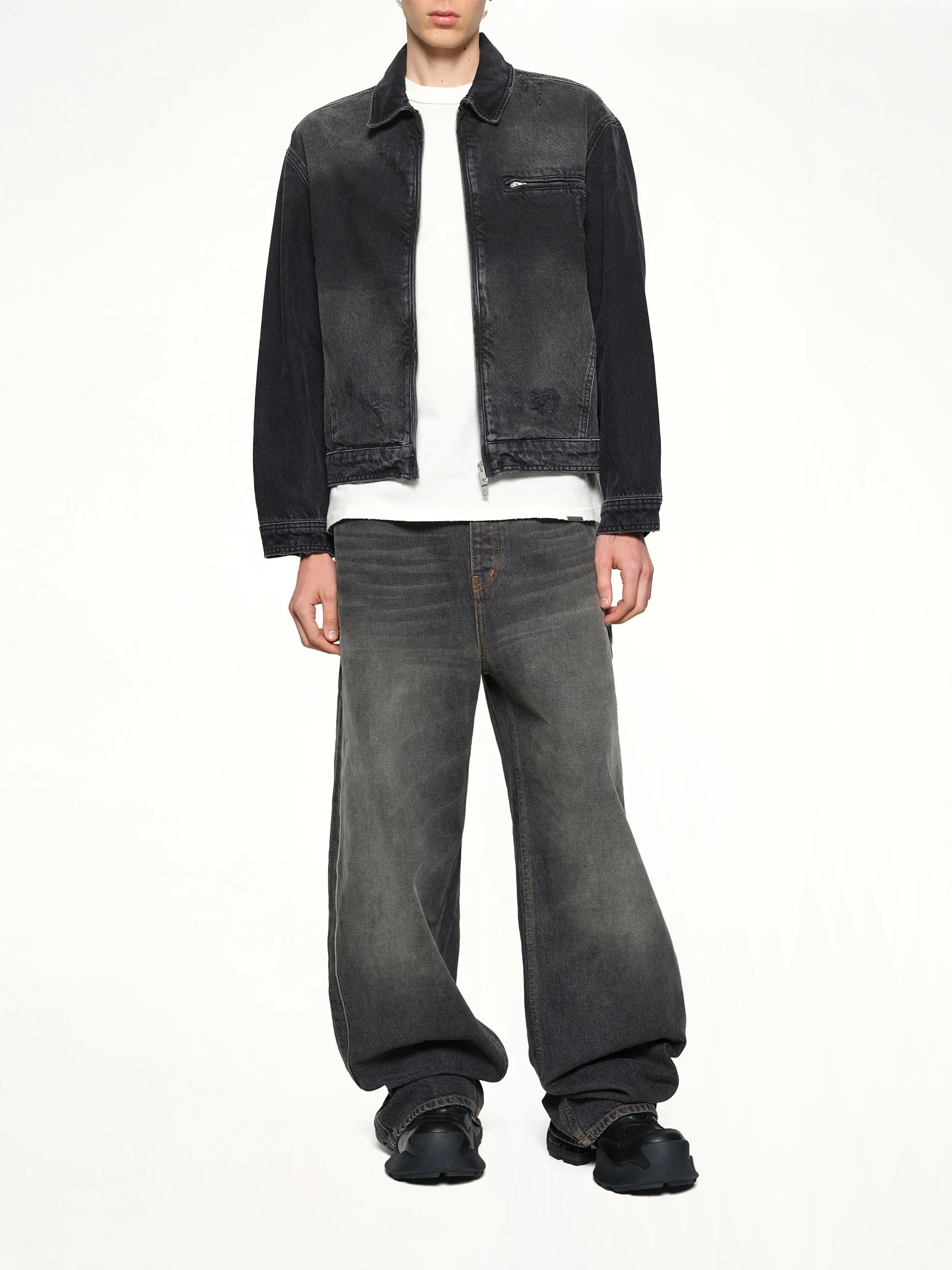 Collared Denim Jacket in Aged Black sold by MARAIS product image thumbnail 4