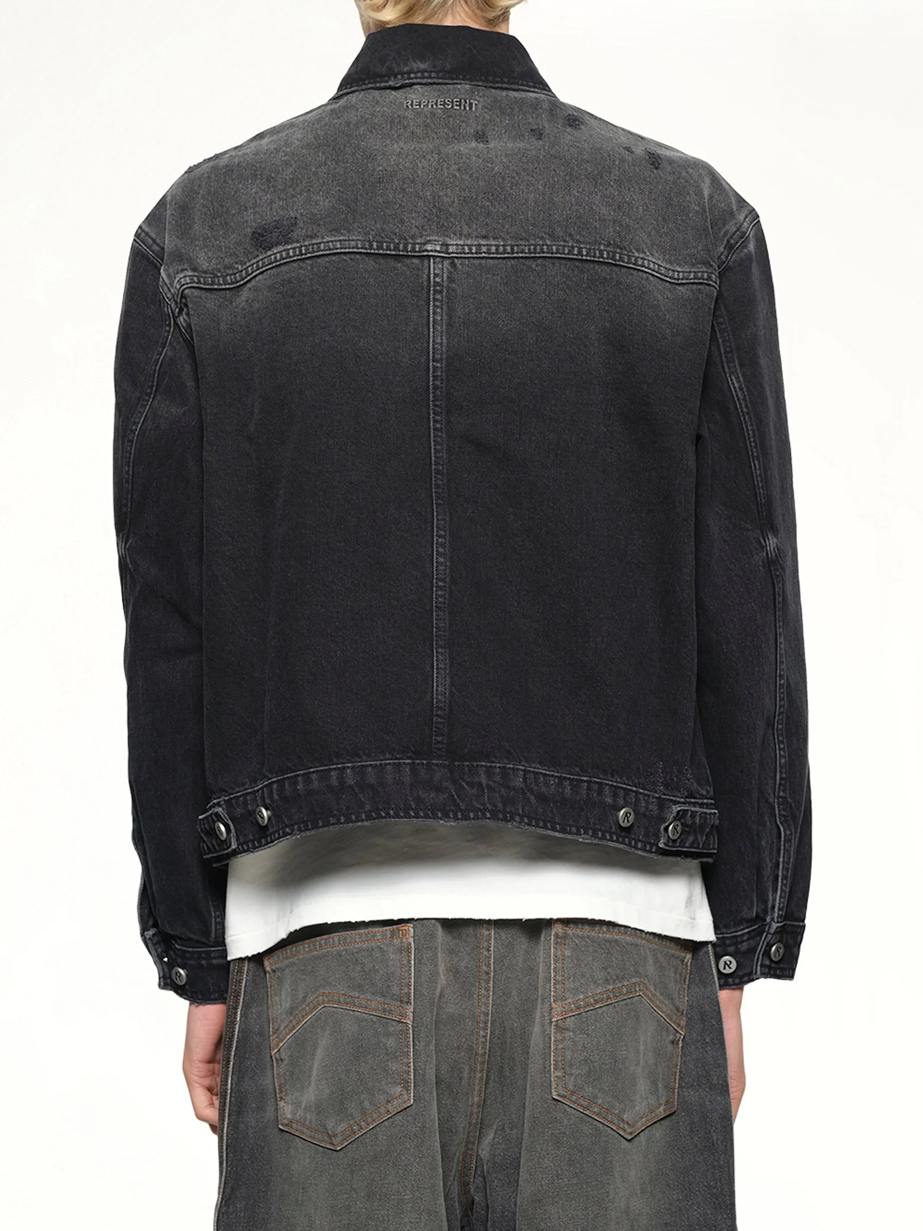 Collared Denim Jacket in Aged Black sold by MARAIS product image thumbnail 5
