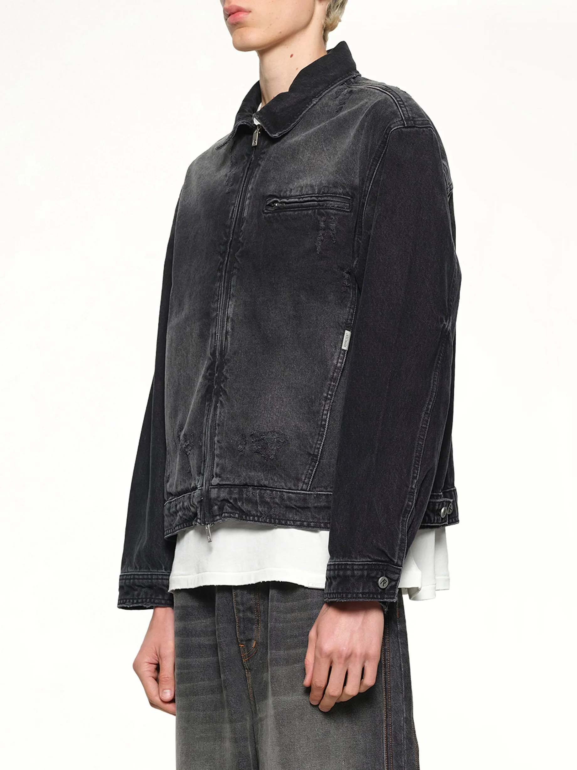Collared Denim Jacket in Aged Black sold by MARAIS product image thumbnail 3