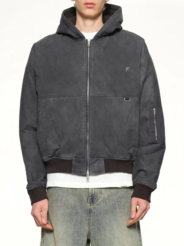 Hooded Bomber in Washed Black sold by MARAIS