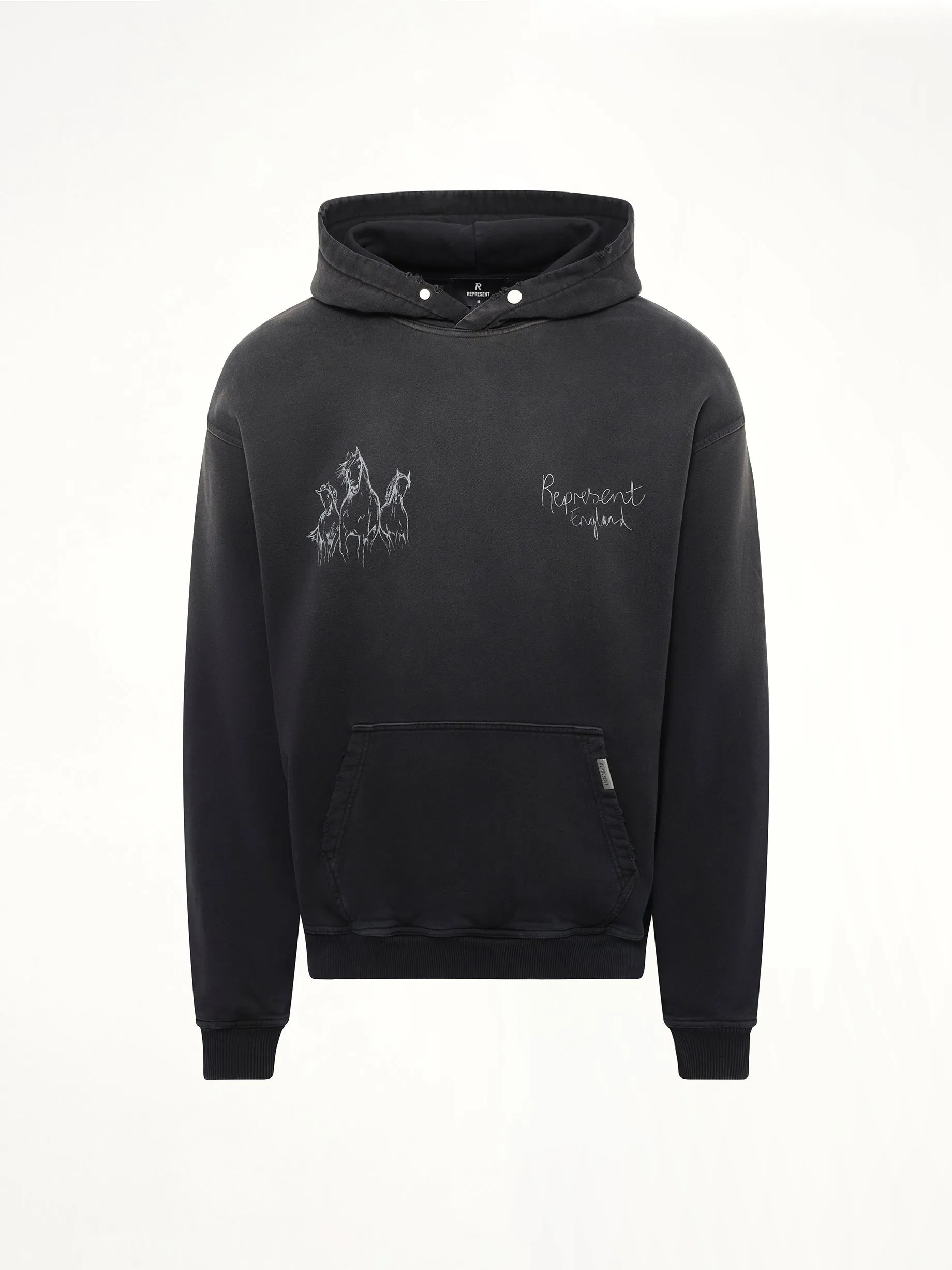 Hand Drawn Thoroughbred Horse Hoodie in Aged Black sold by MARAIS product image thumbnail 2