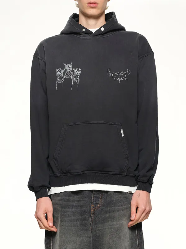 Hand Drawn Thoroughbred Dogs Hoodie in Aged Black sold by MARAIS