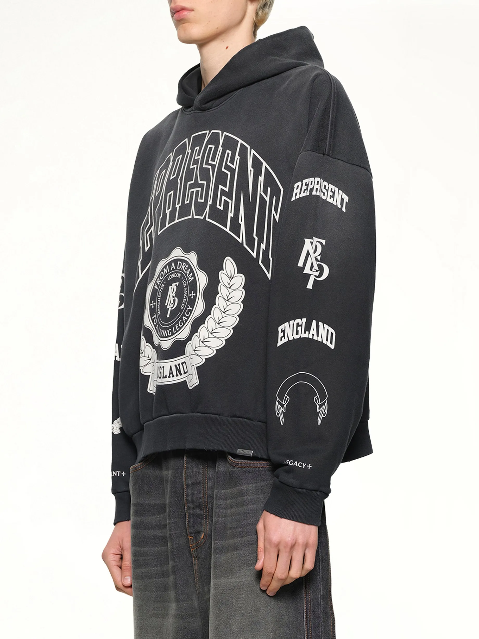 Represent Legacy Crest Hoodie in Stained Black sold by MARAIS product image thumbnail 3