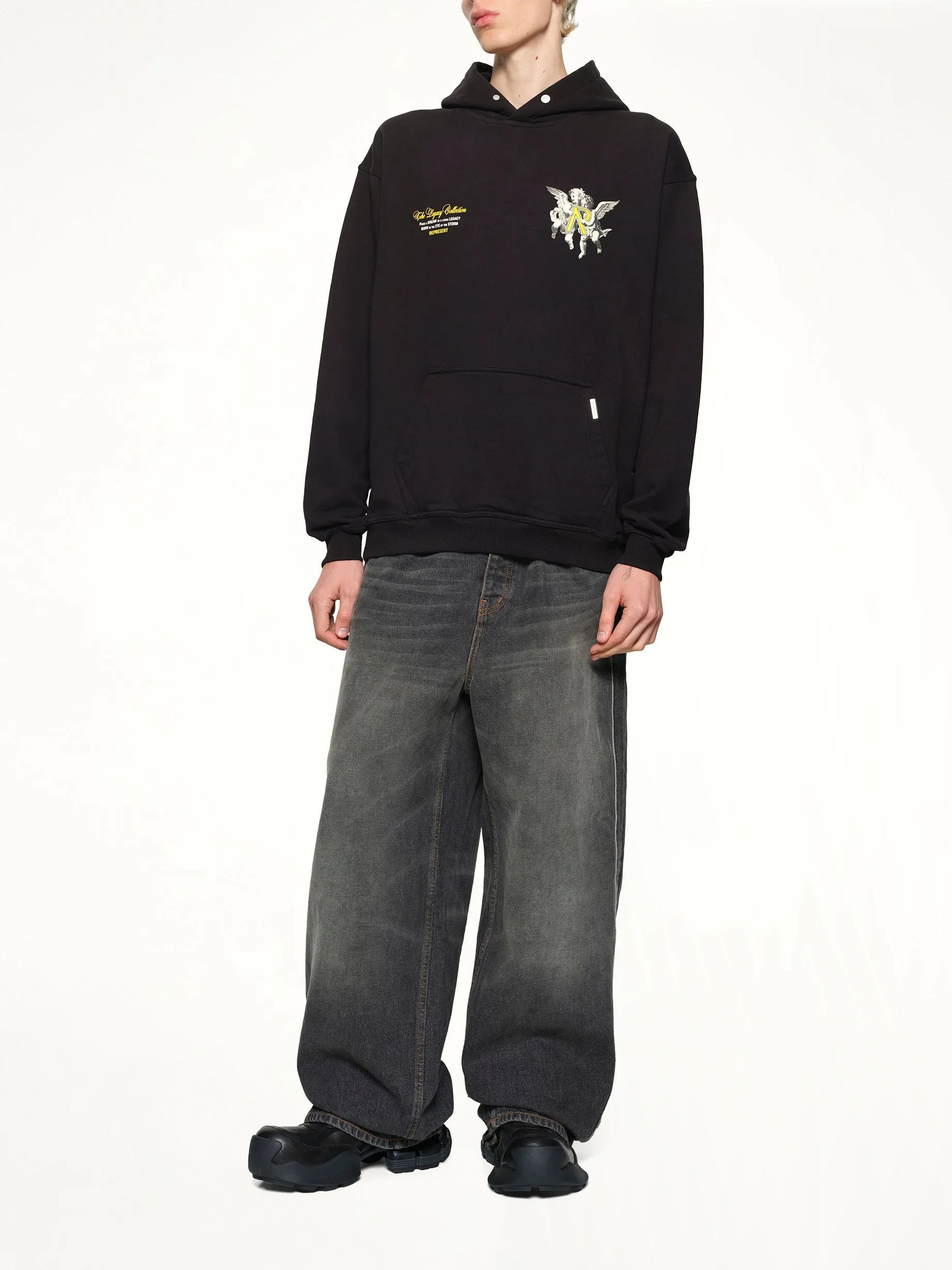 Represent Legacy Cherubs Hoodie in Jet Black sold by MARAIS product image thumbnail 4