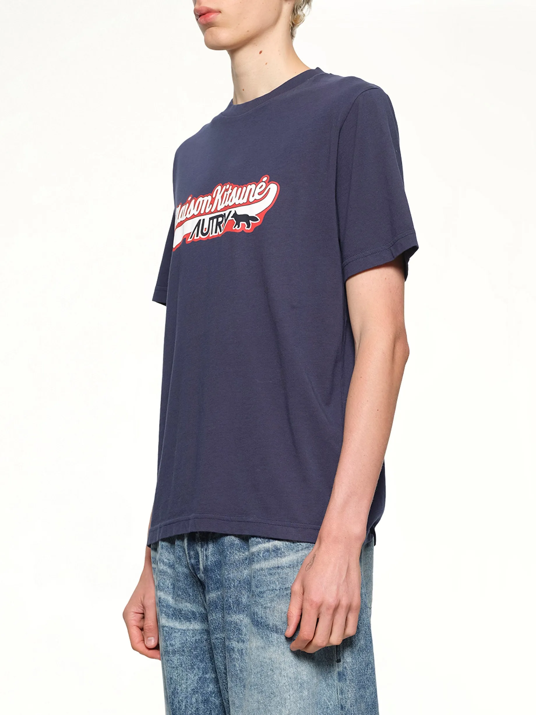 Autry x Maison Kitsune T-Shirt in Blue sold by MARAIS product image thumbnail 3