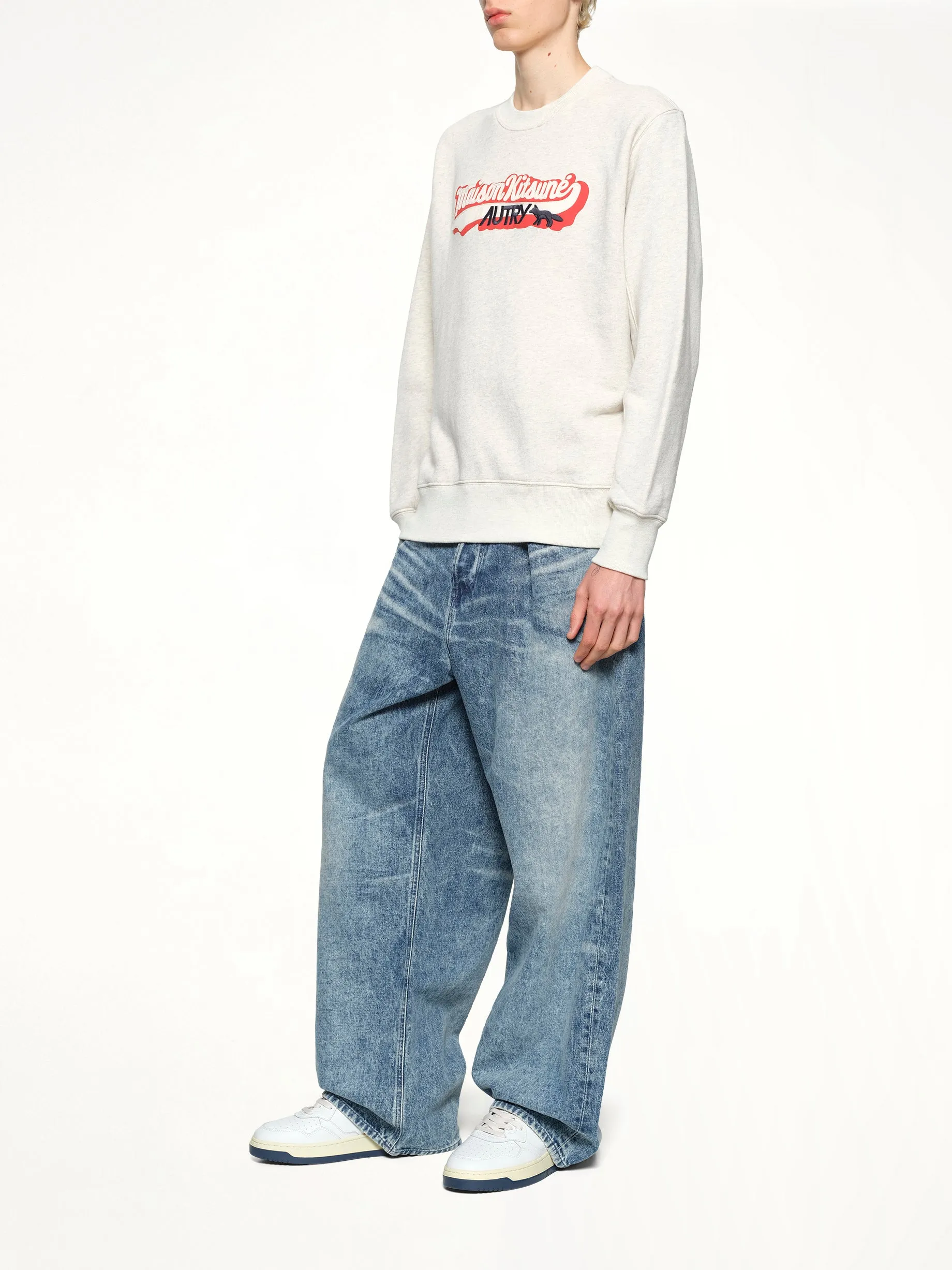 Autry x Maison Kitsune Sweatshirt in Grey Melange sold by MARAIS product image thumbnail 4