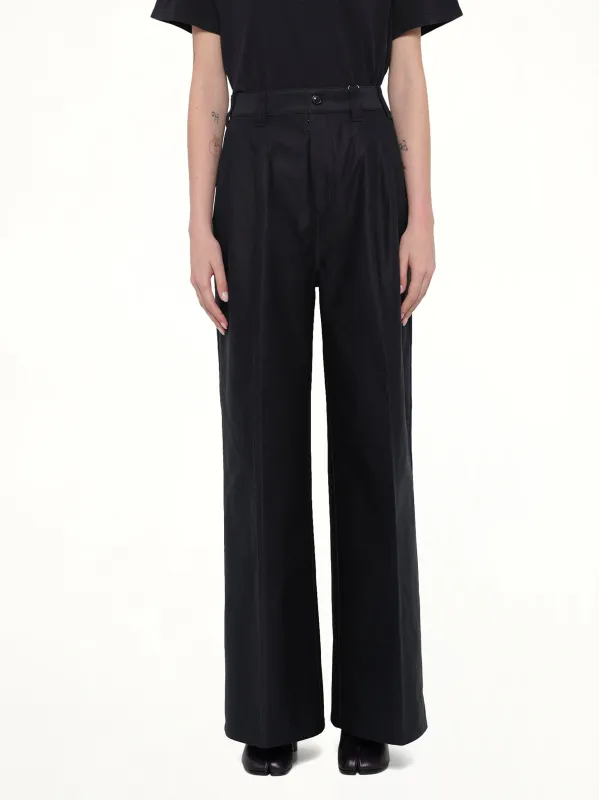 Cotton Palazzo Trouser in Black sold by MARAIS