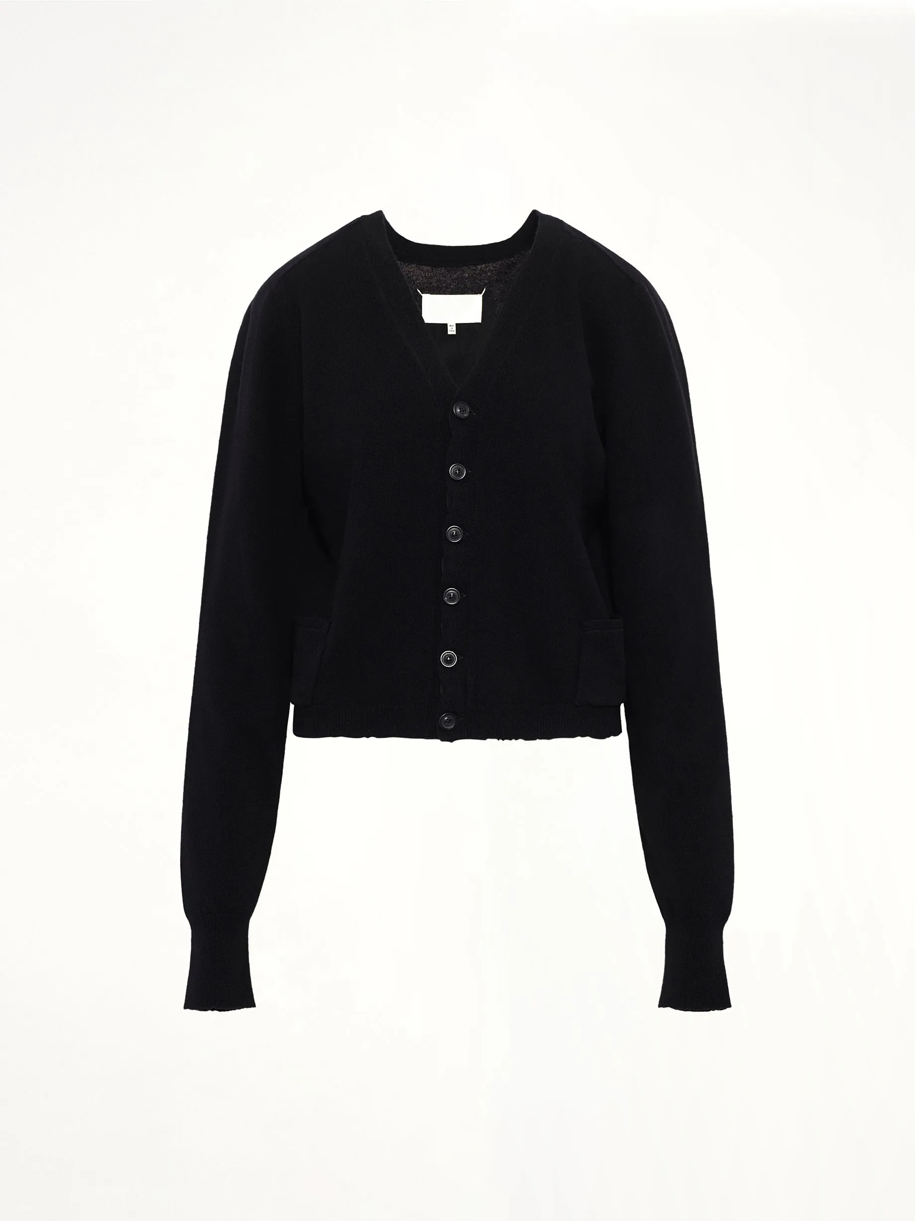 Gauge 14 Wool V-Neck Cardigan in Black sold by MARAIS product image thumbnail 2