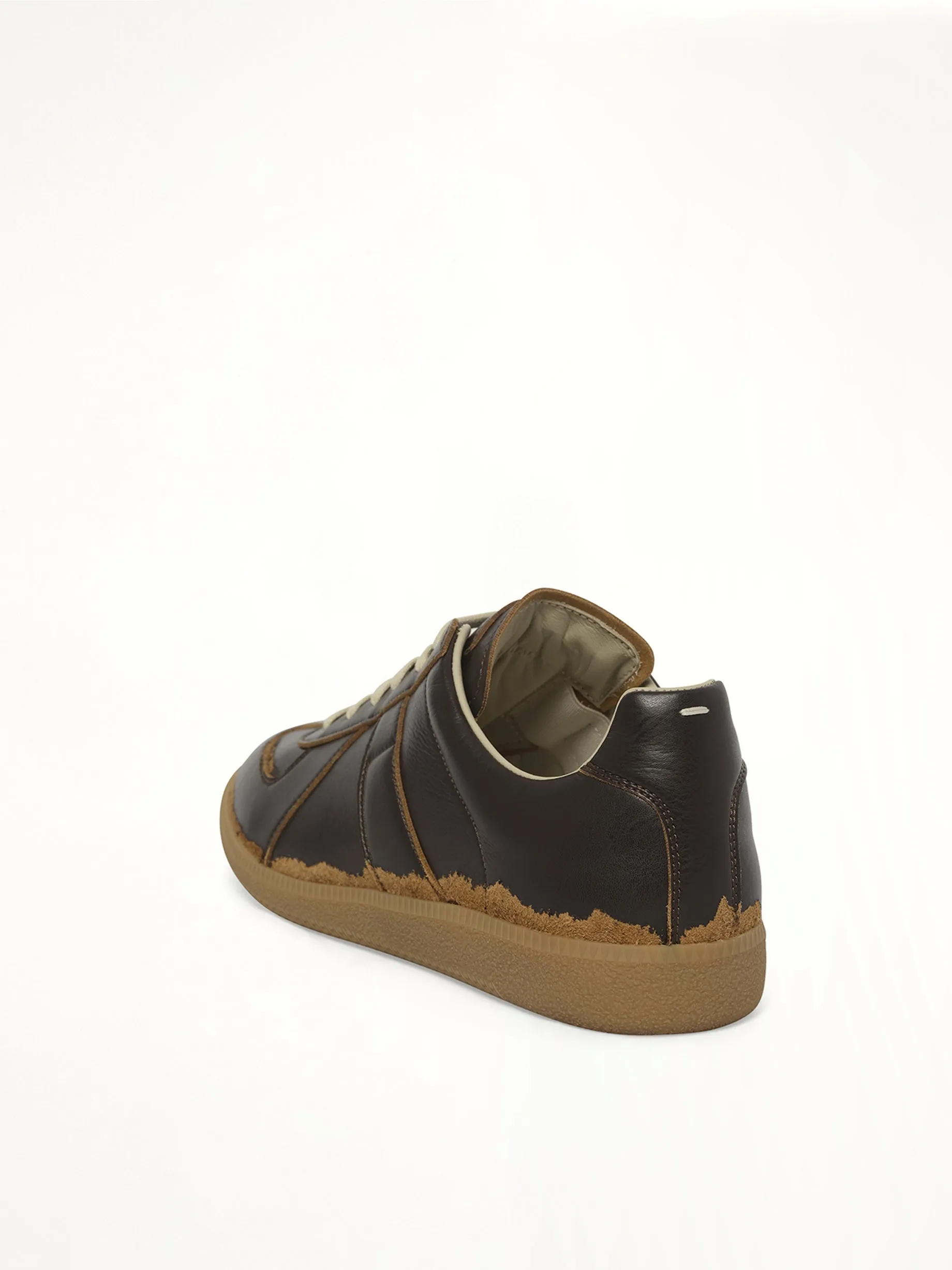 Replica Leather Sneaker in Dark Brown/Camel sold by MARAIS product image thumbnail 3