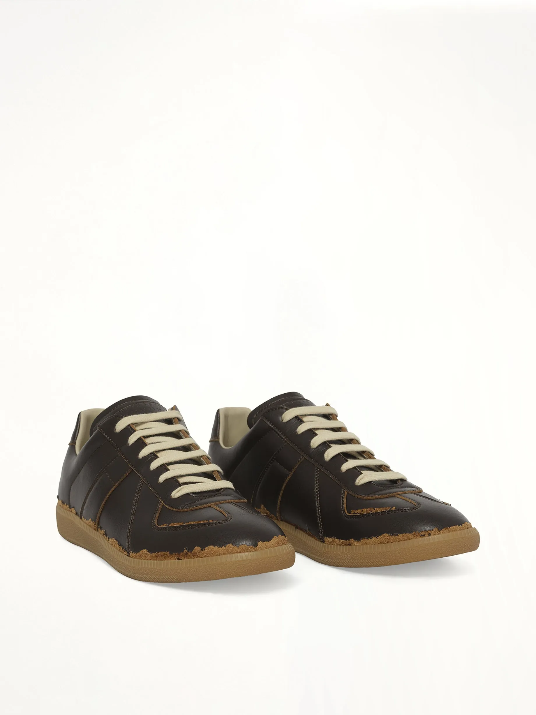 Replica Leather Sneaker in Dark Brown/Camel sold by MARAIS product image thumbnail 2