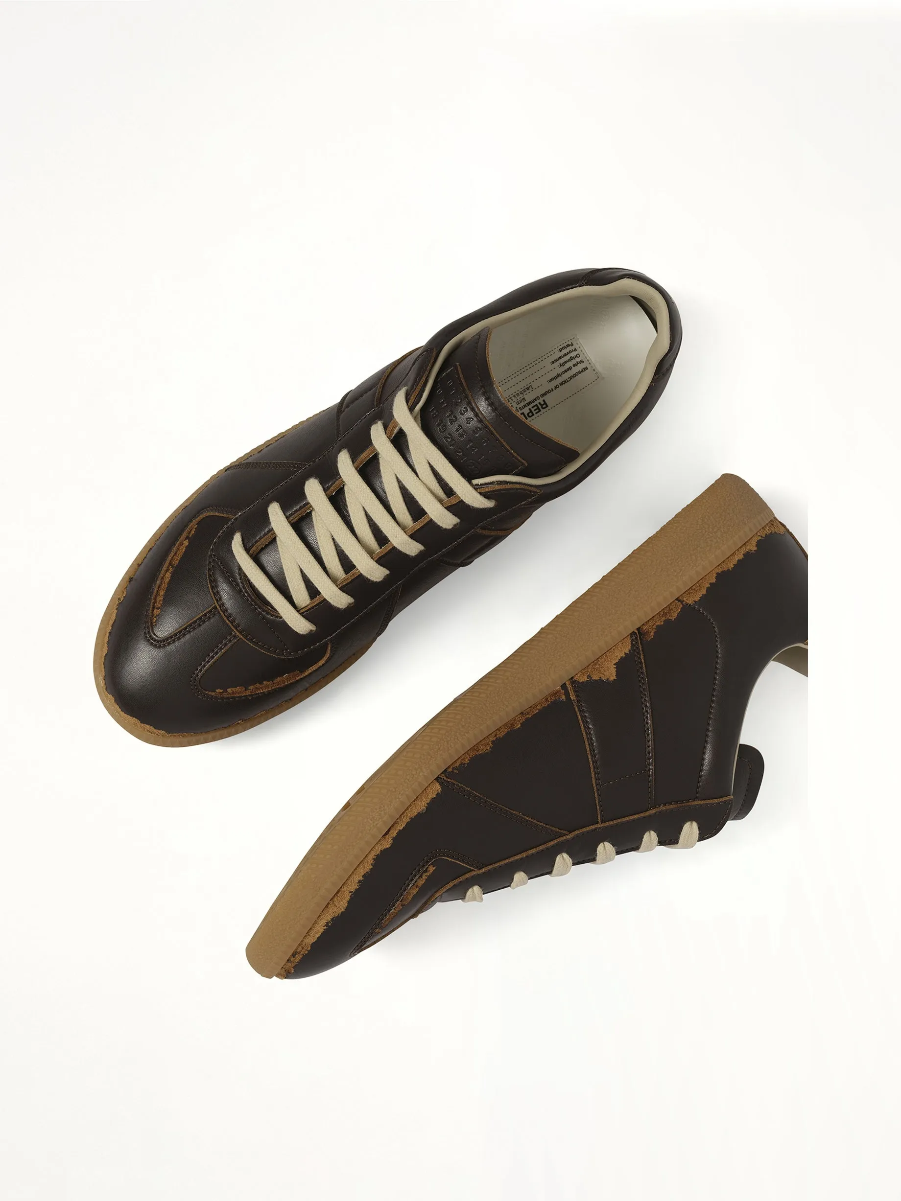 Replica Leather Sneaker in Dark Brown/Camel sold by MARAIS product image thumbnail 4