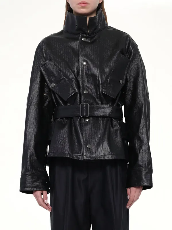 Laminated Cotton Jacket in Black sold by MARAIS