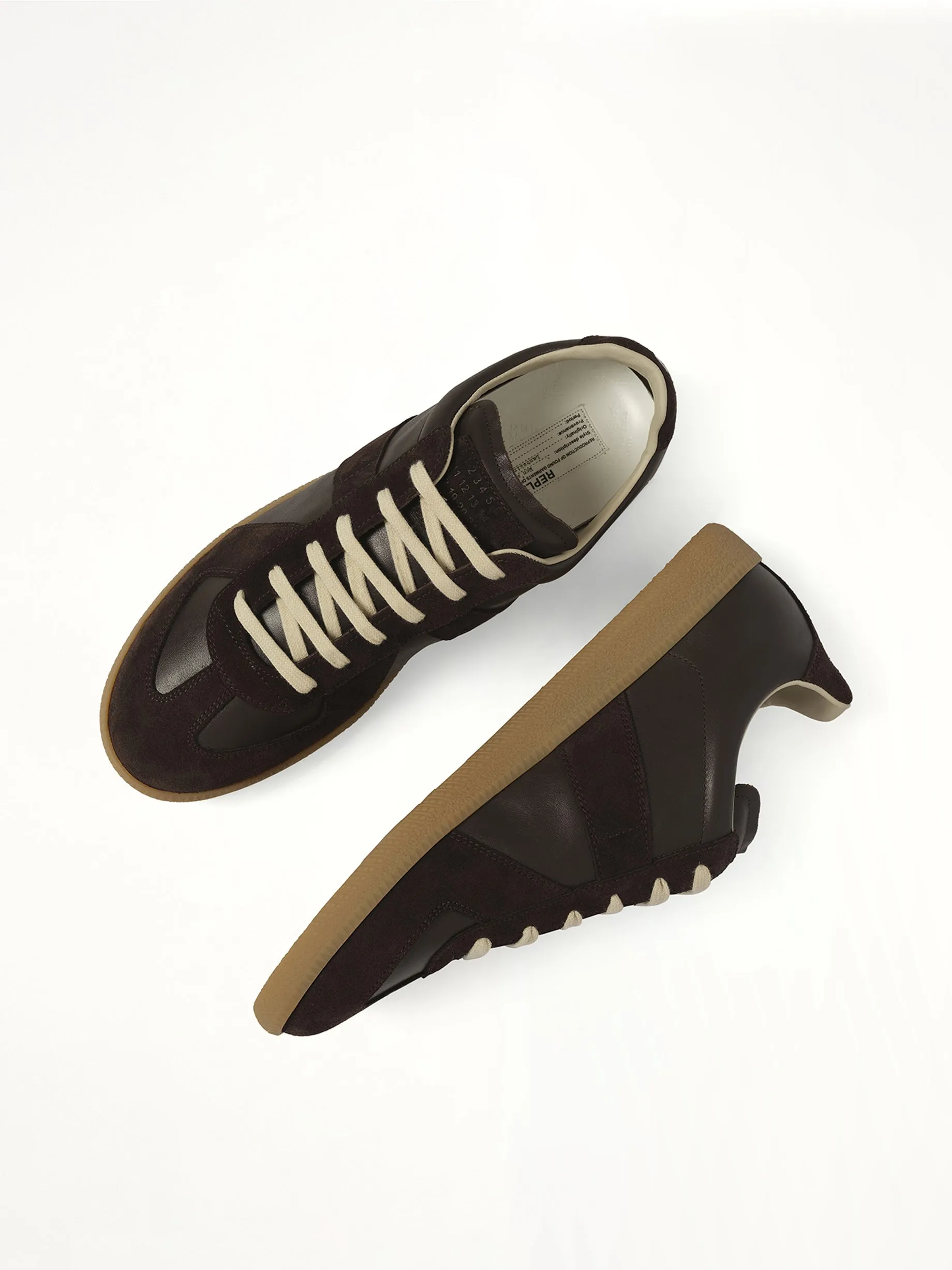 Replica Leather Sneaker in Dark Brown sold by MARAIS product image thumbnail 4