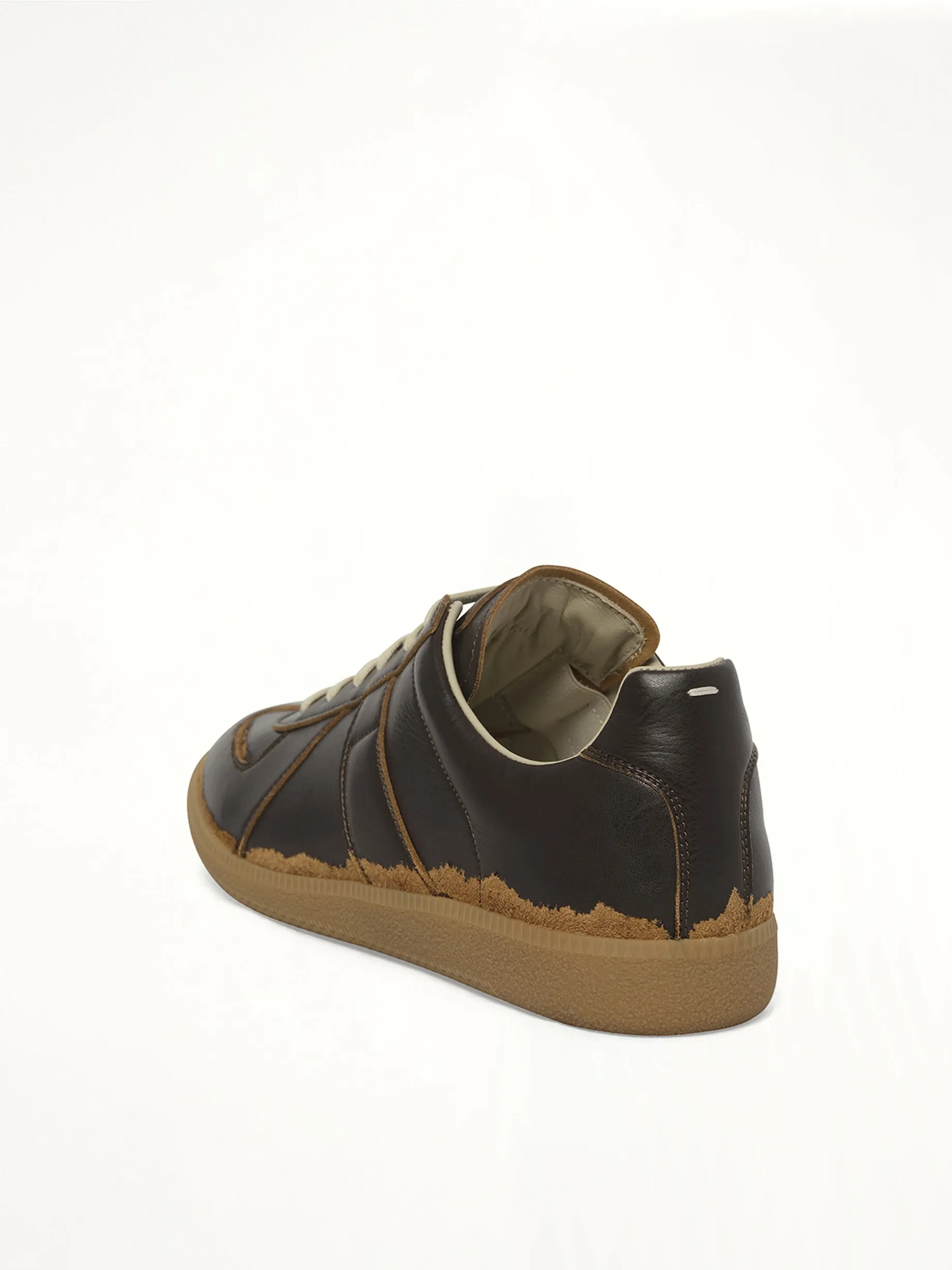 Replica Leather Sneaker in Dark Brown/Camel sold by MARAIS product image thumbnail 3