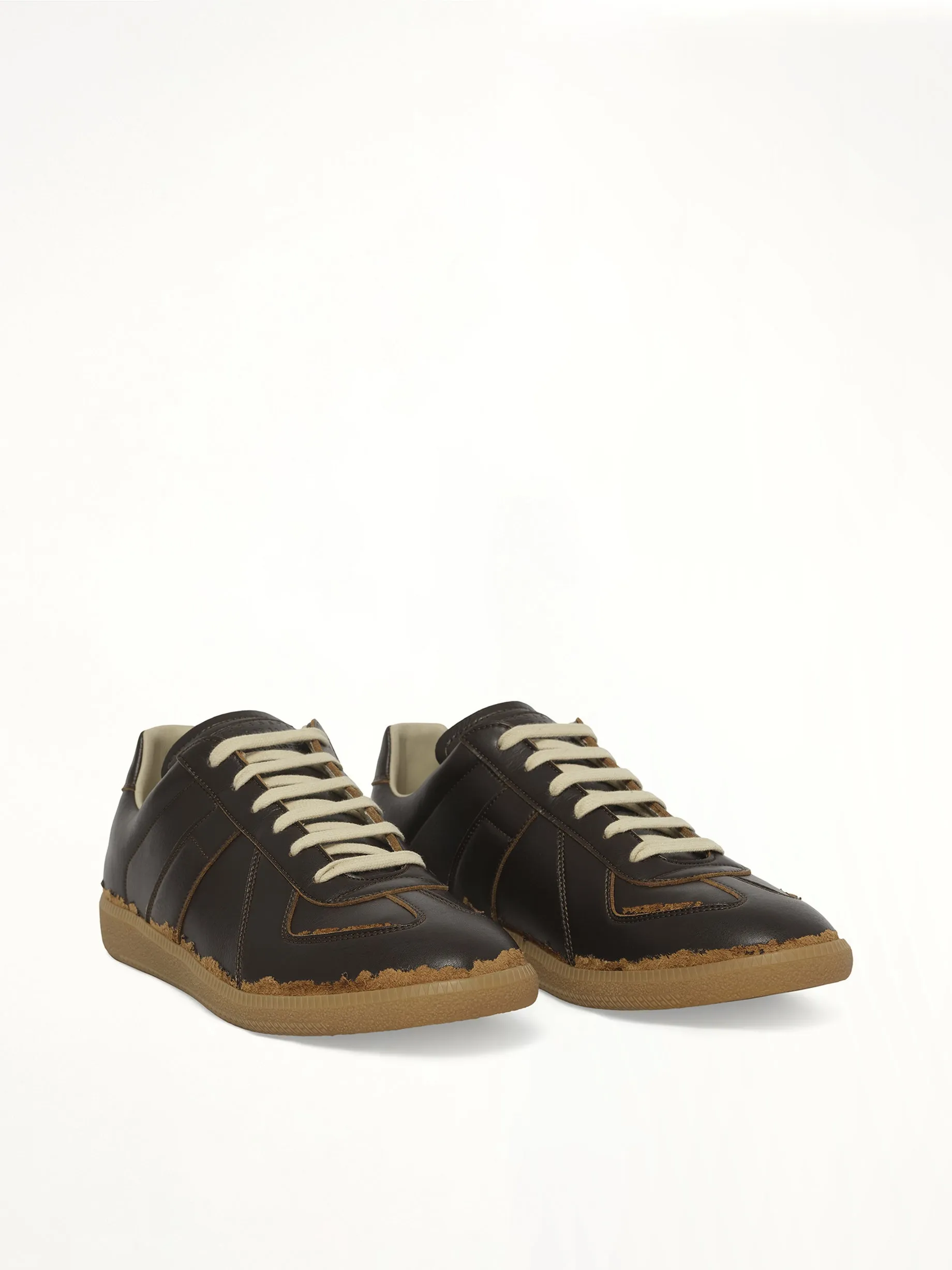 Replica Leather Sneaker in Dark Brown/Camel sold by MARAIS product image thumbnail 2
