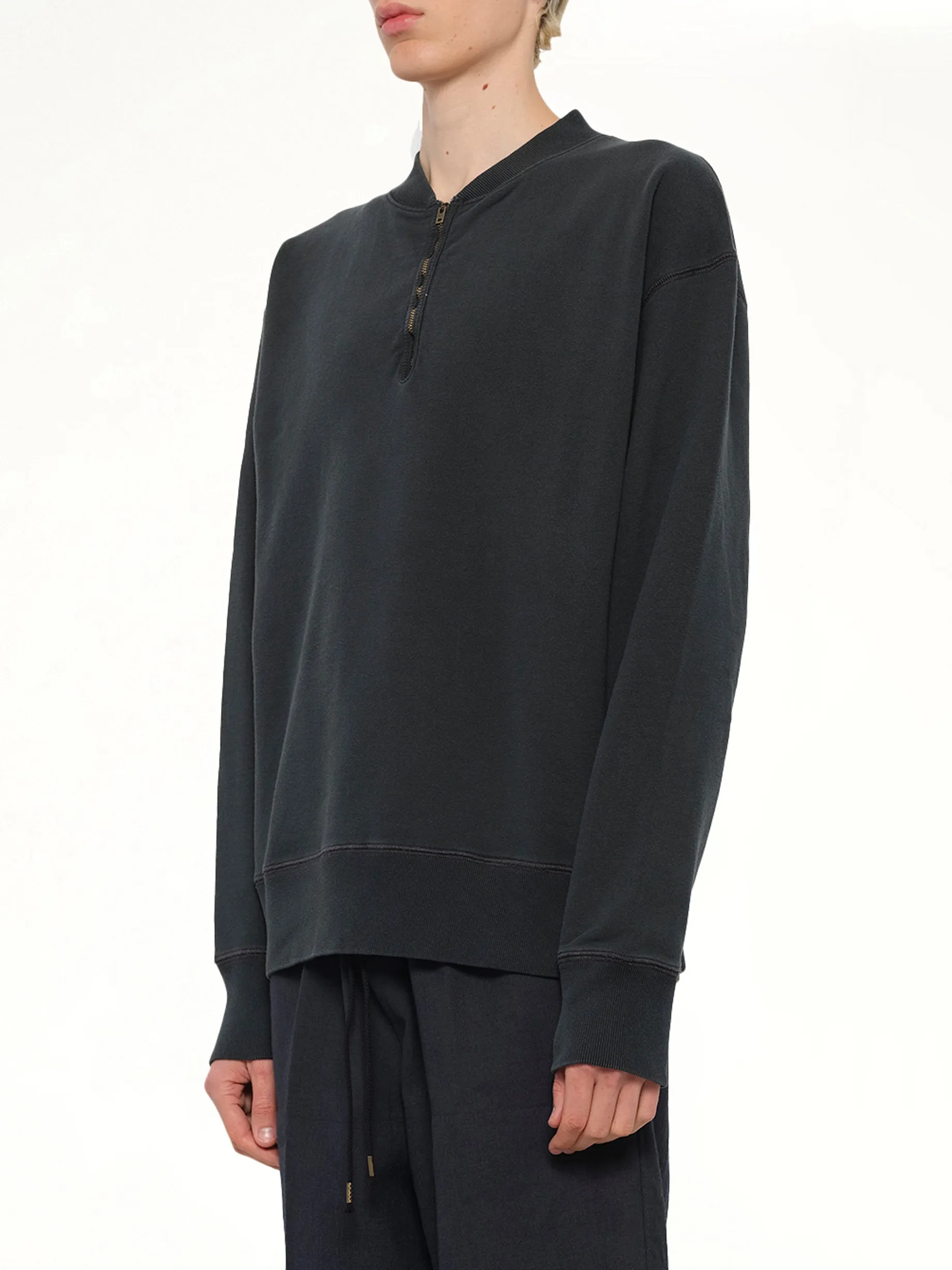 Cotton Fleece Zip Sweatshirt in Vintage Carbon sold by MARAIS product image thumbnail 3
