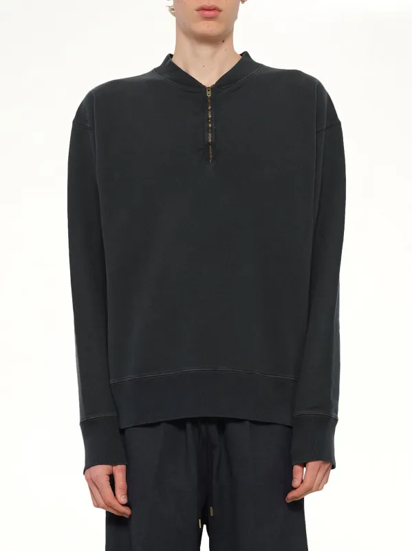 Cotton Fleece Zip Sweatshirt in Vintage Carbon sold by MARAIS