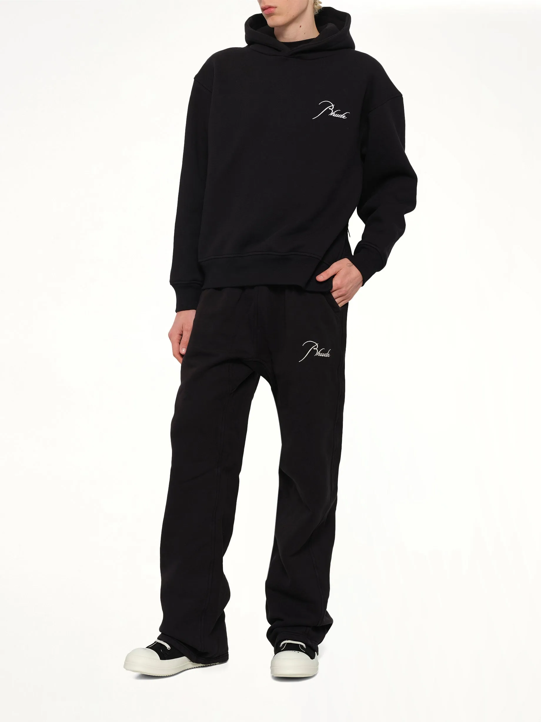 Classique Side Zip Pullover Hoodie in Black/White sold by MARAIS product image thumbnail 4