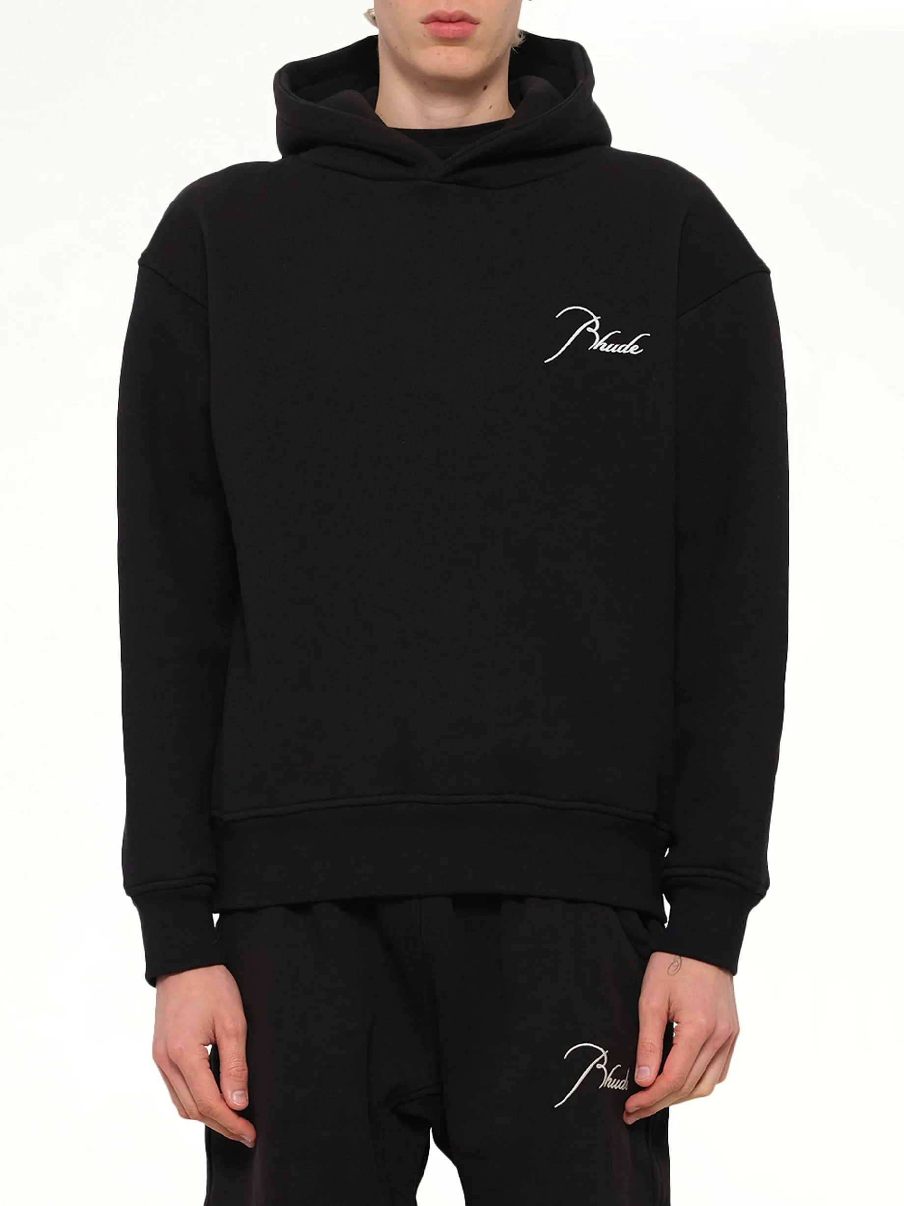 Classique Side Zip Pullover Hoodie in Black/White sold by MARAIS