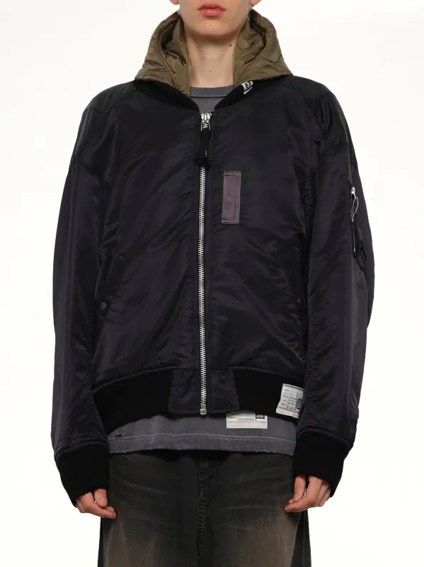 Hooded Bomber Jacket in Black sold by MARAIS